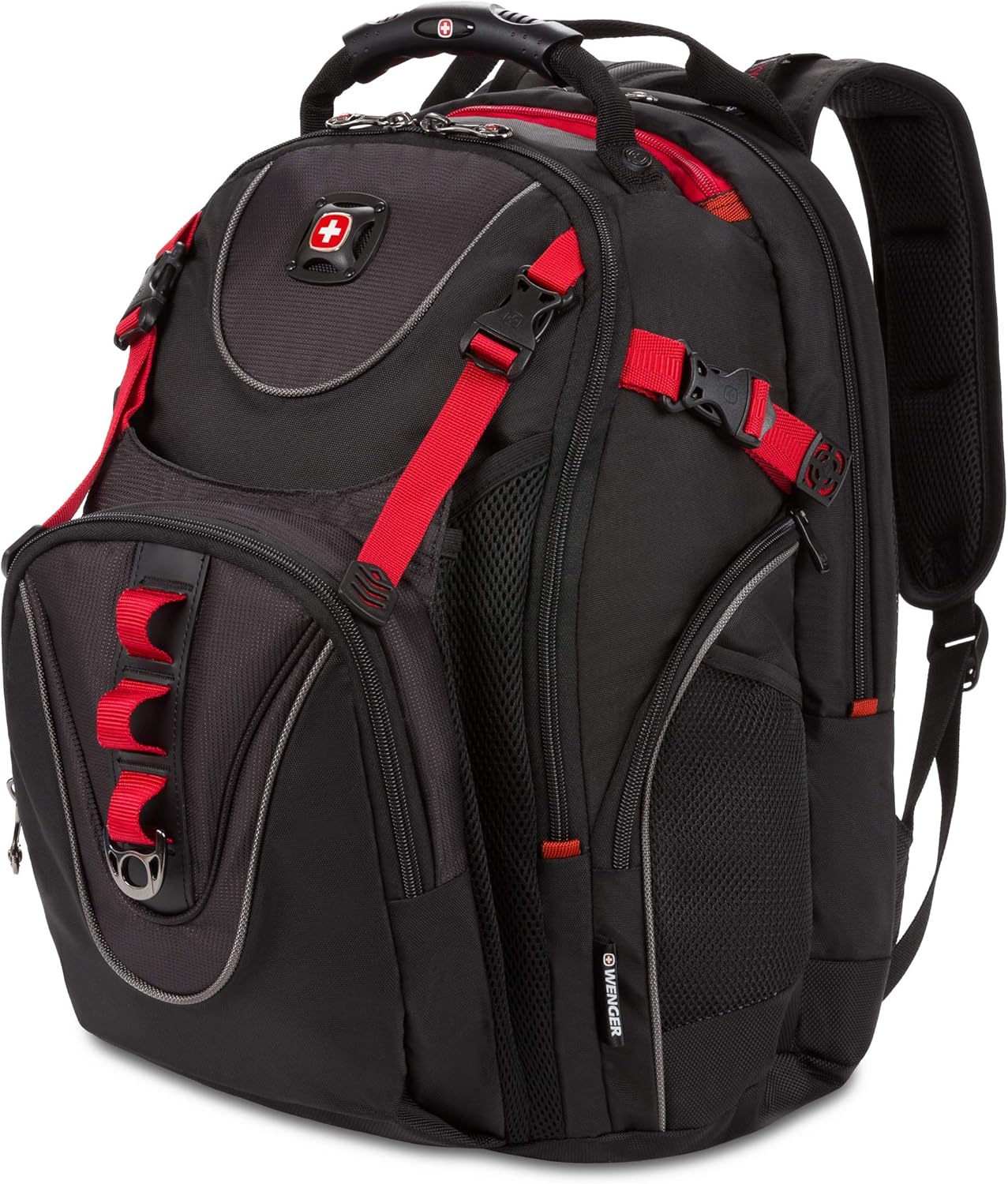 Wenger Maxxum Laptop Backpack, Fits 16 Inch Laptop, Men's and Women's, Black/Red