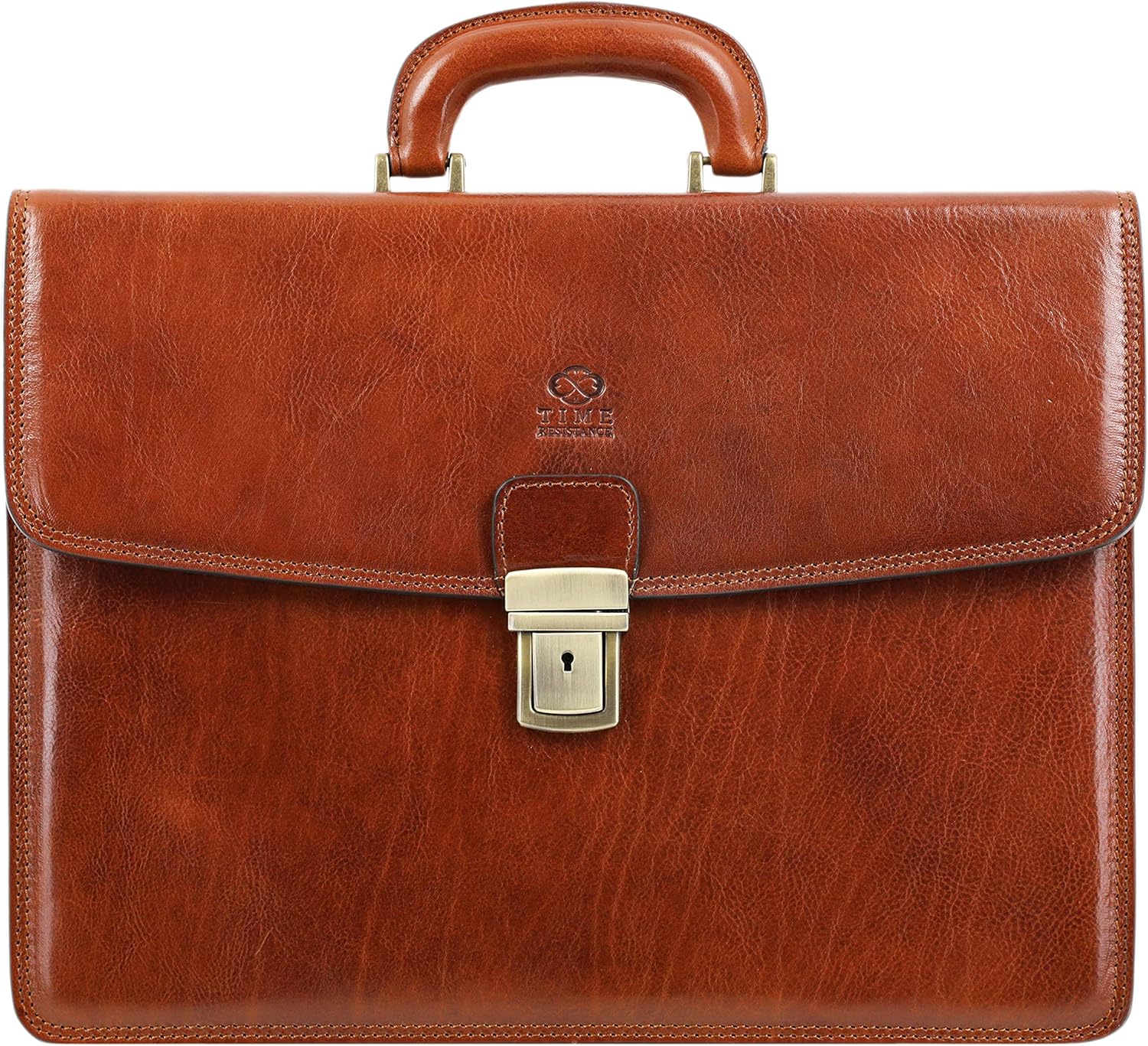 Time Resistance Leather Briefcase - Italian Handmade Leather Laptop Bag - Handbag for Men