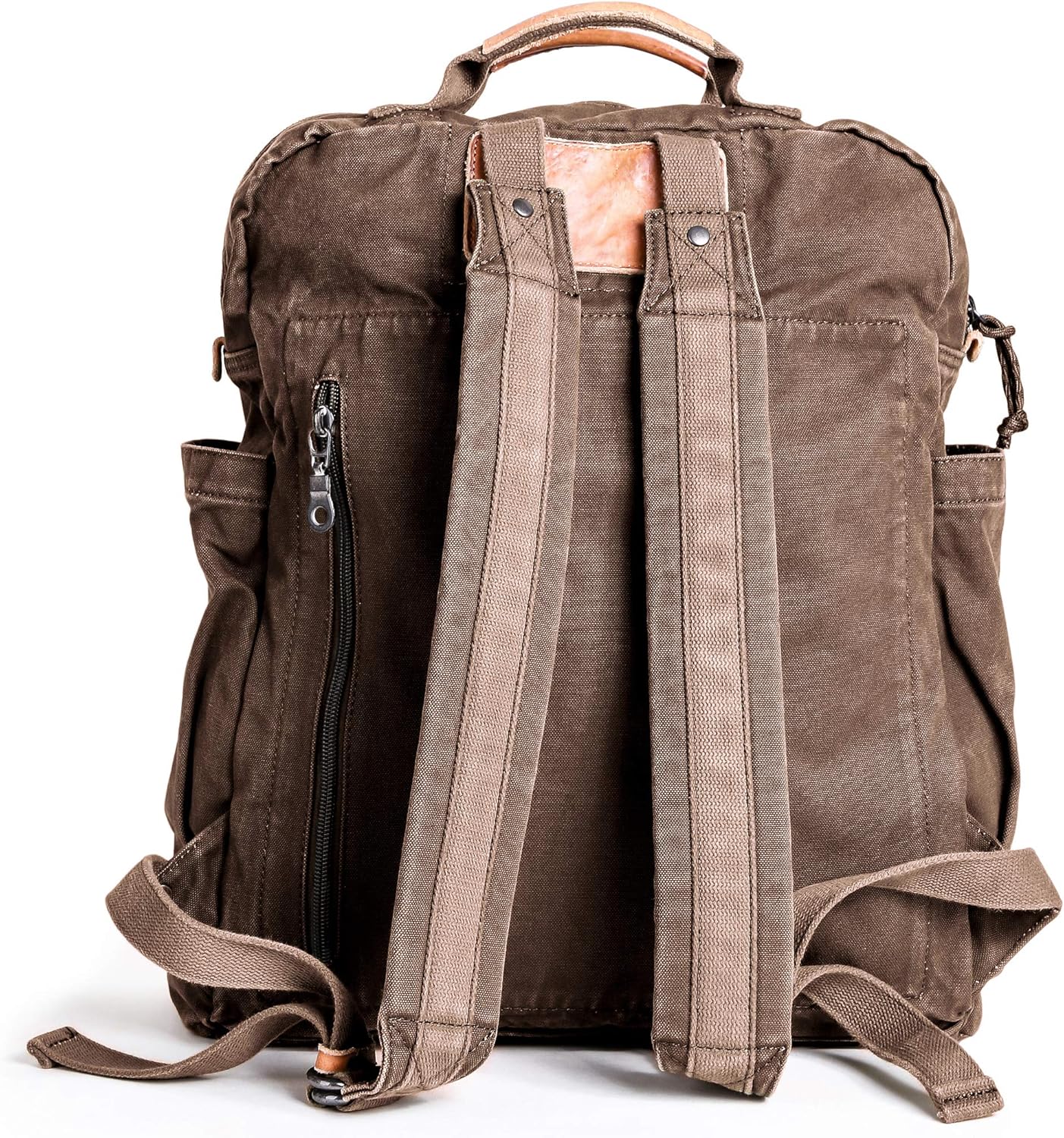 GOOTIUM Canvas Backpack for Women Vintage Style Zipper Bag Men's Casual Daypack Cloth Outdoor Travel Rucksack, Umber