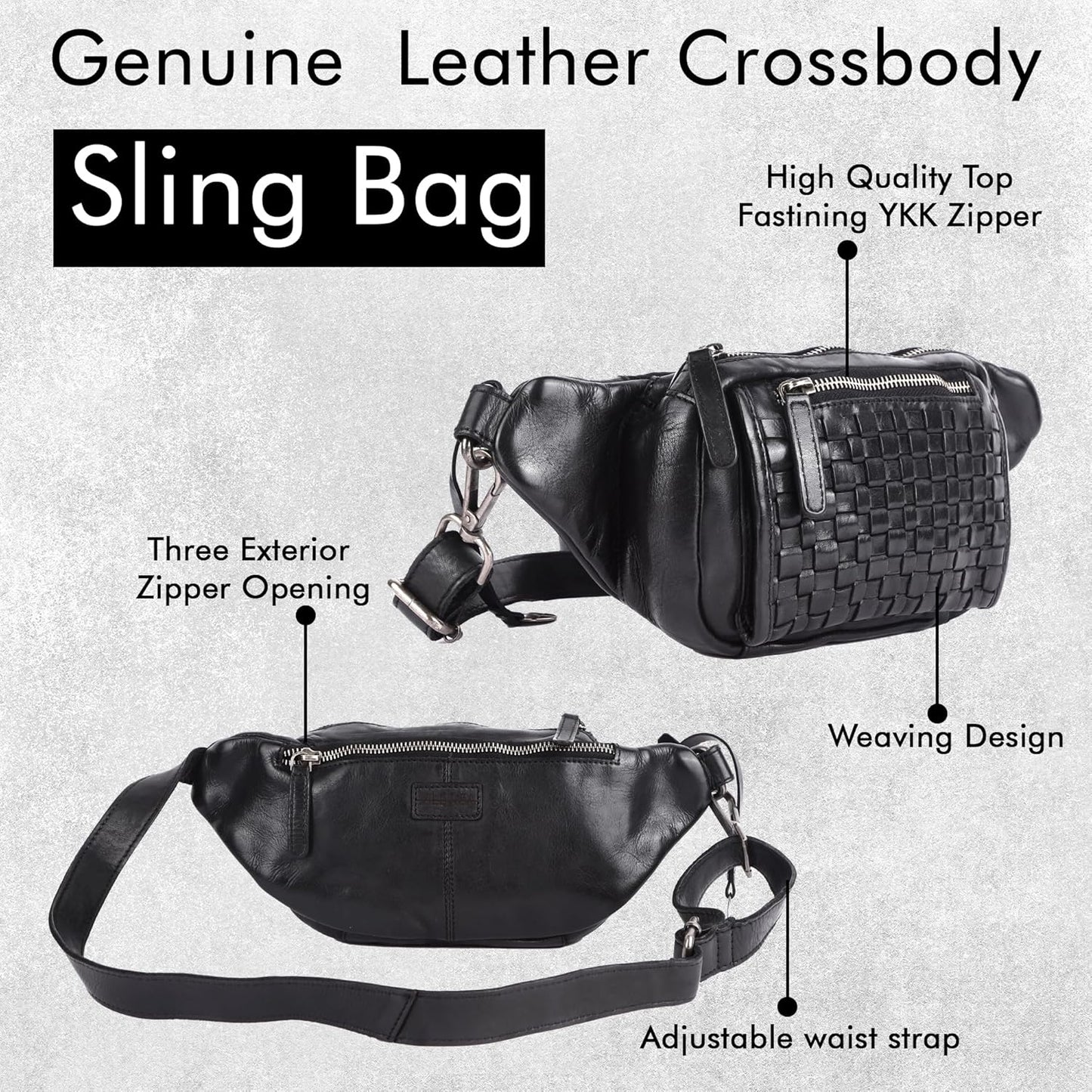 Genuine Leather Waist Bag Unisex, Waist Bag for Travel Trendy Casual Travelling Essentials Kept Bag Stylish, Durable, and Secure Travel Companion(VL-094-BLACK)