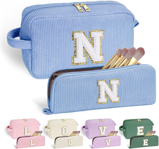 YOOLIFE Initial Travel Makeup Bag Cosmetic Bag - Teen Girl Gifts Trendy Stuff Friend Birthday Gifts for Women Teen Girl Kids