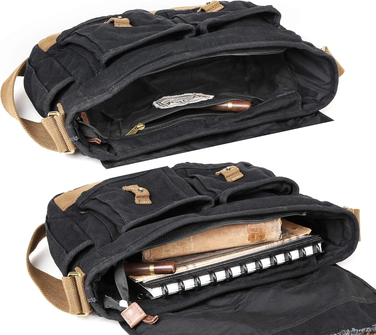 GOOTIUM Canvas Messenger Bag - Vintage Shoulder Bag Frayed Style Boho Purse