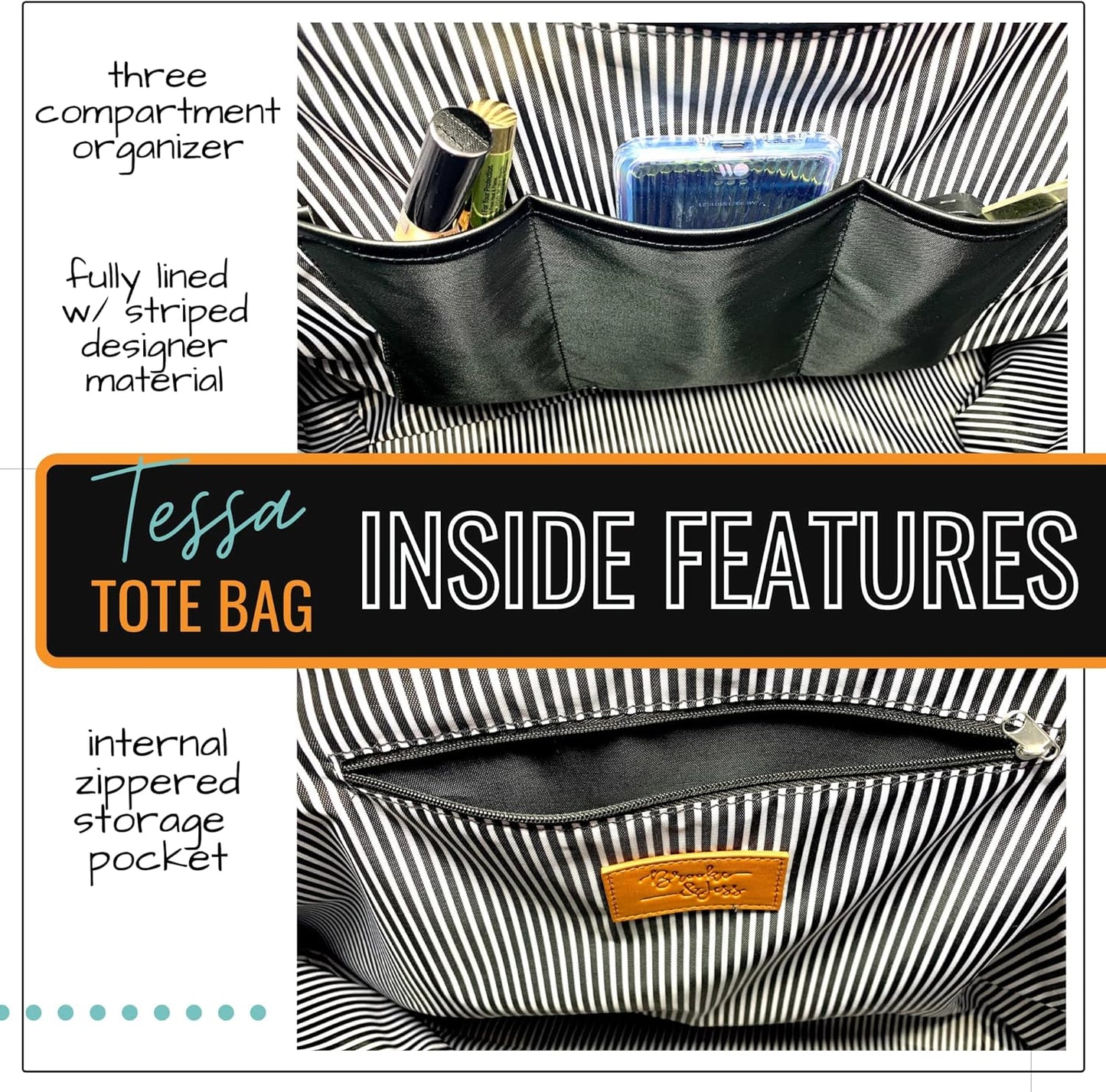 Brooke & Jess Designs Teacher Tote Bag for Work - Teacher Handbag Gifts for Women, Teacher Bag Best Teacher Appreciation Gift