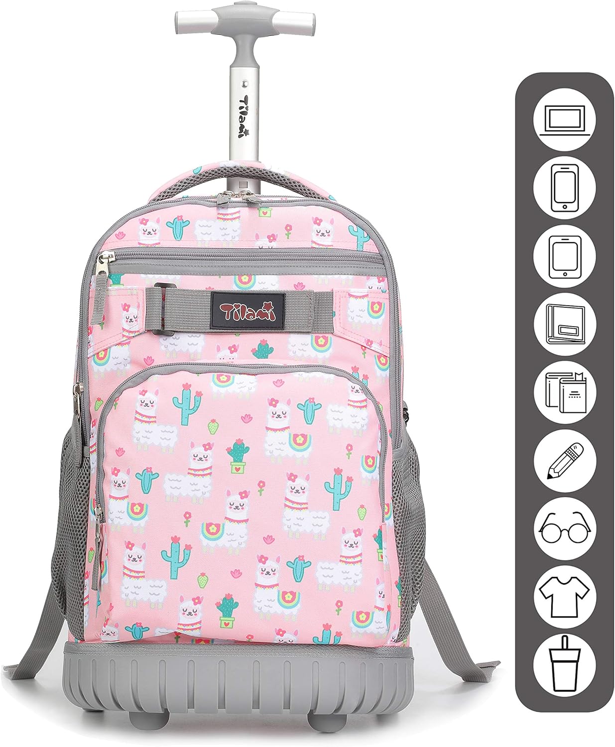 Tilami Rolling Backpack 18 inch Wheeled Laptop Backpack School College Student Travel Trip Boys and Girls, Alpaca