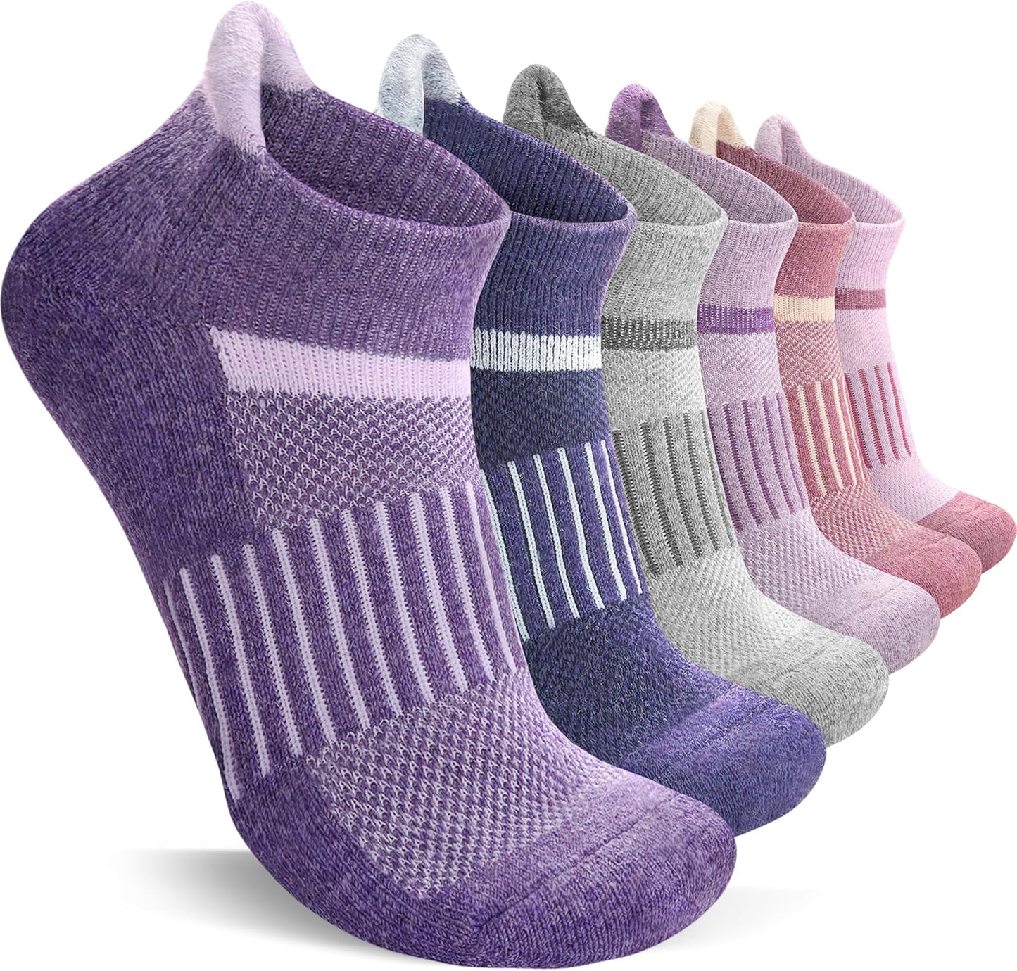 6 Pairs Merino Wool Ankle Running Hiking Socks Compression Support Breathable Thick Cushion No Show Socks for Women Men