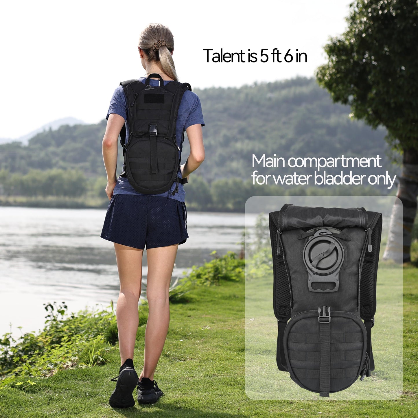 MARCHWAY Tactical Molle Hydration Pack Backpack with 3L TPU Water Bladder, Military Daypack for