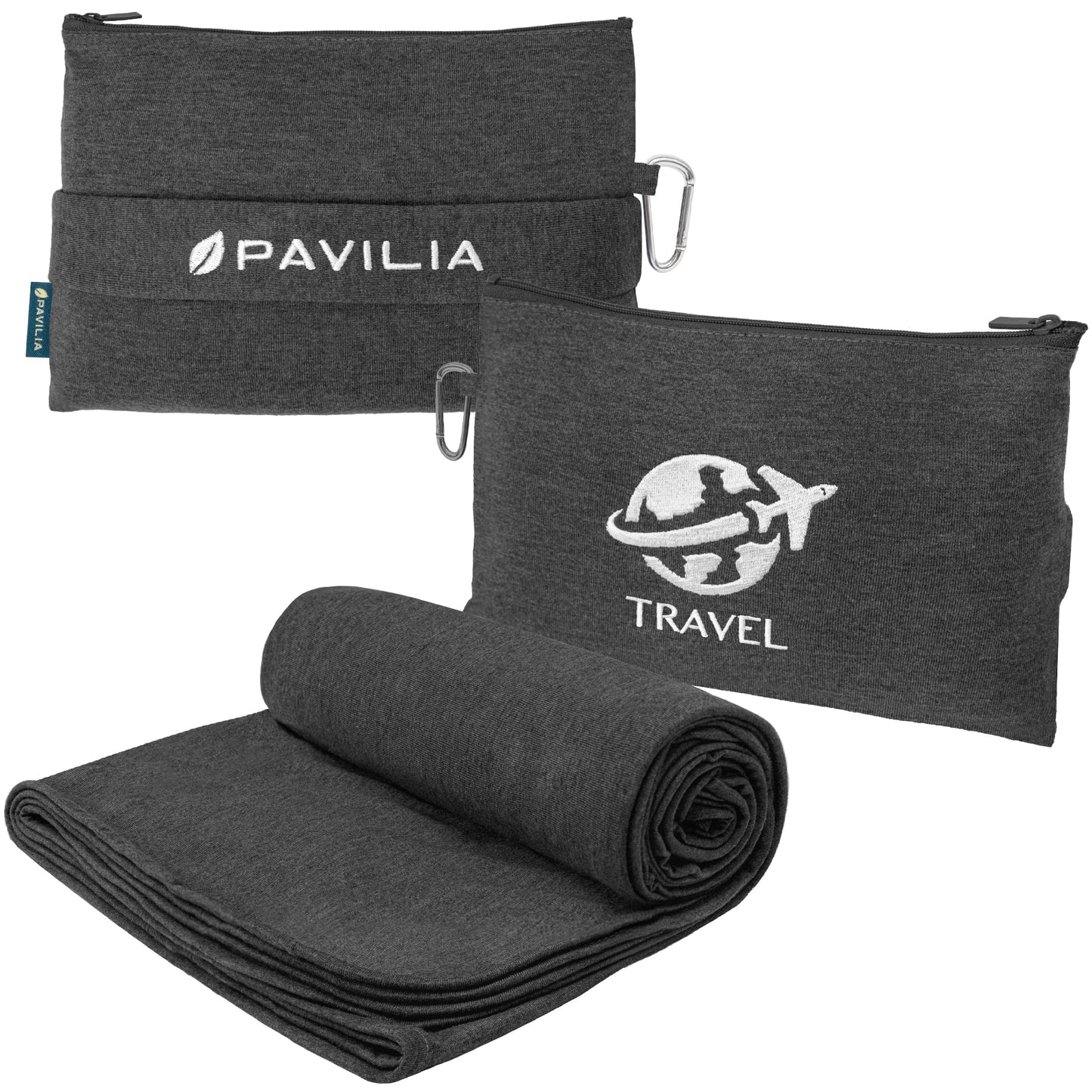 PAVILIA Travel Blanket Airplane Compact with Bag, Small Travel Pillow Blanket for Long Flights