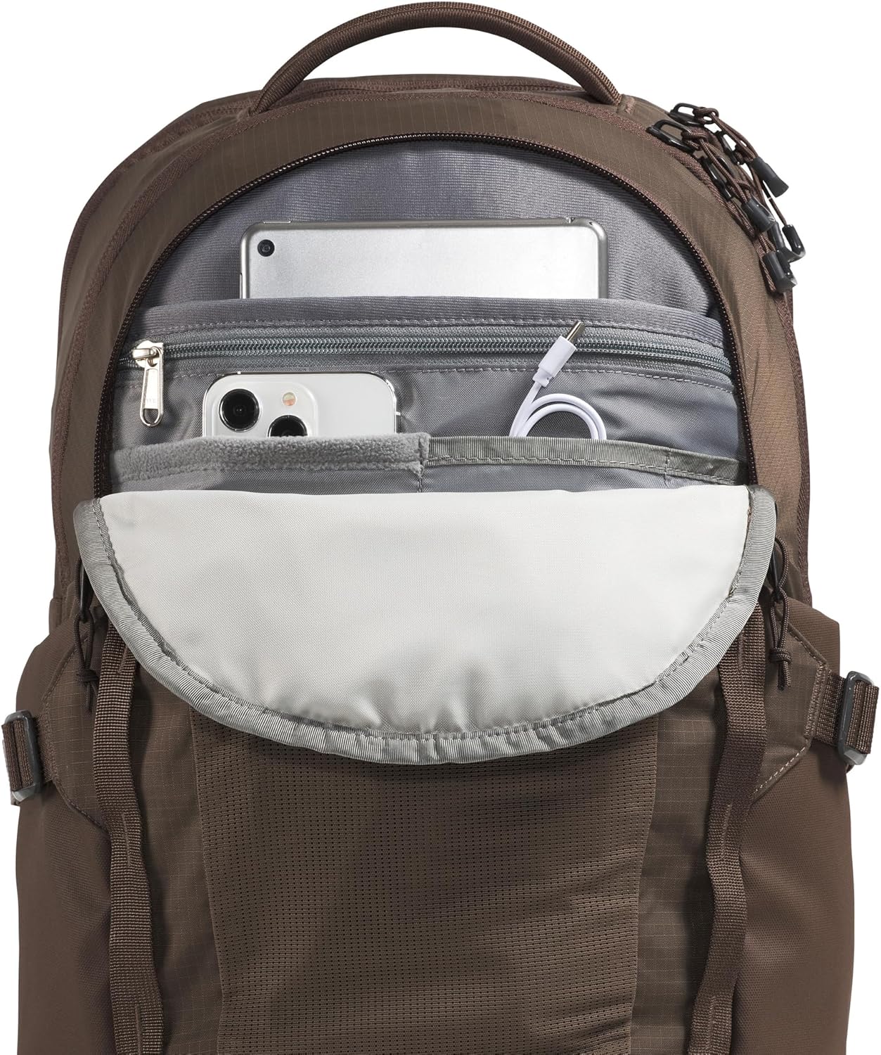 The North Face Recon Everyday Laptop Backpack | Daypack with Water Repellent Finish, 16" Laptop Sleeve, 2 Water Bottle Pockets, Smokey Brown/Latte, One Size