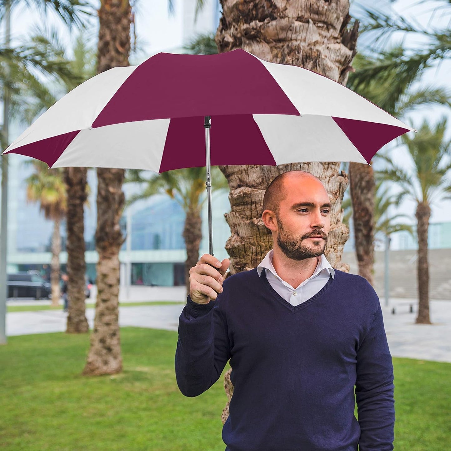 The Spectrum Popular Style 42" Automatic Open Compact Travel Umbrella for Rain, Wind & Sun, Sturdy Lightweight Small Portable Stick Umbrella for Men and Women