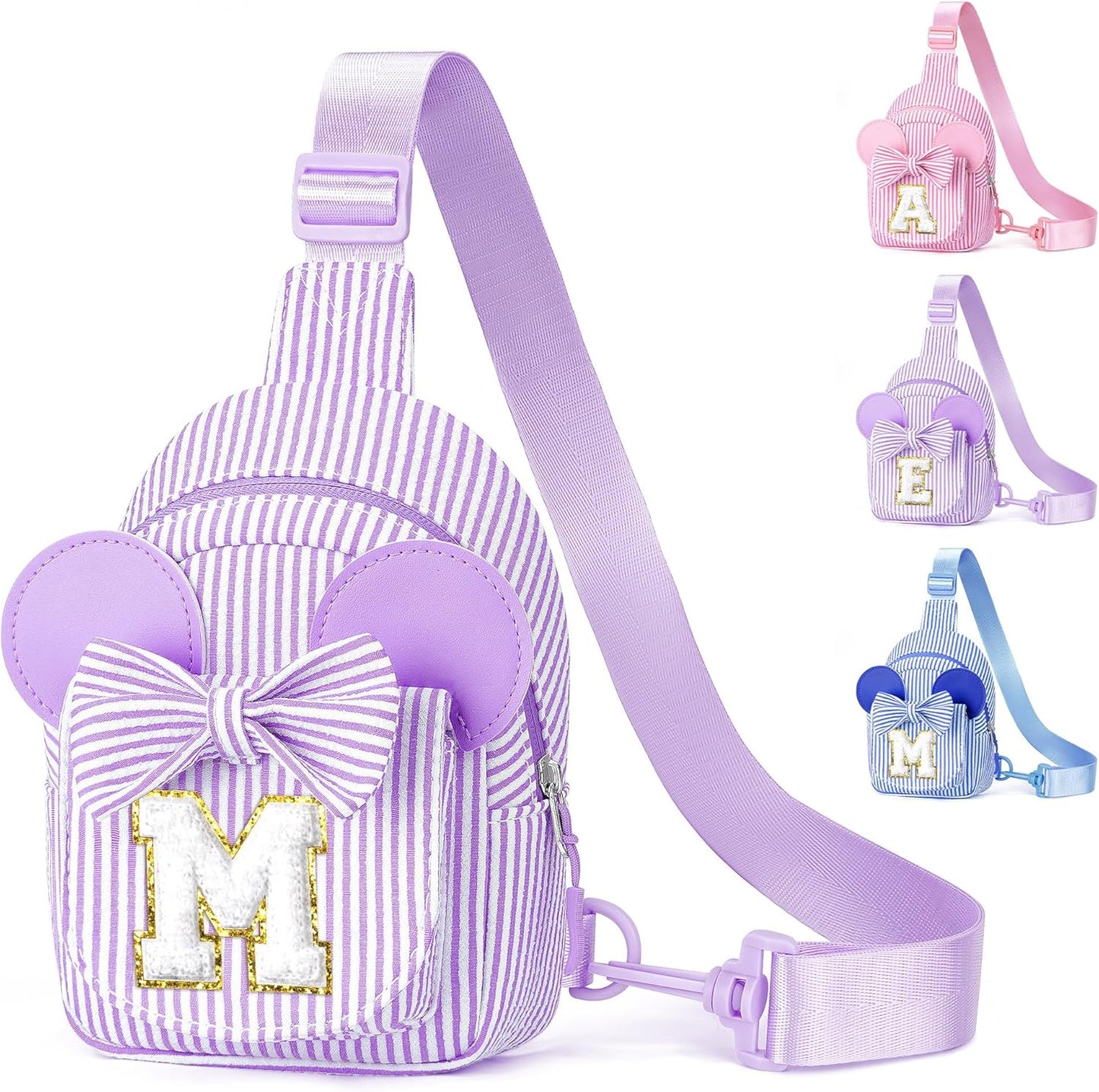 YOOLIFE Personalized Gifts for Girls - Birthday Gifts for 3 4 5 6 7 8 Year Old Girls, Birthday Gift for Girl Daughter Sister, Initial Cross Body Bags for Girl Sling Bag Cute (Purple M)