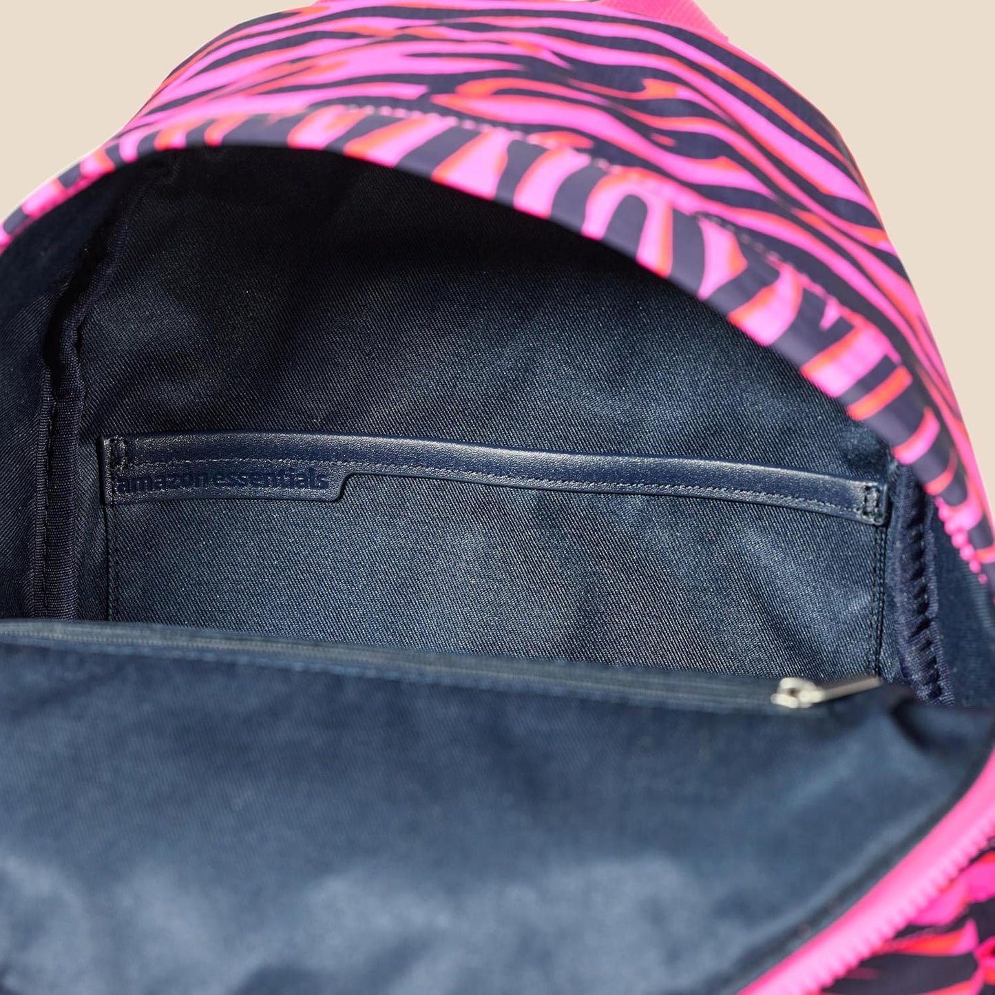 Amazon Essentials Unisex Kids' Nylon School Backpack, Bright Pink Zebra Stripes, One Size