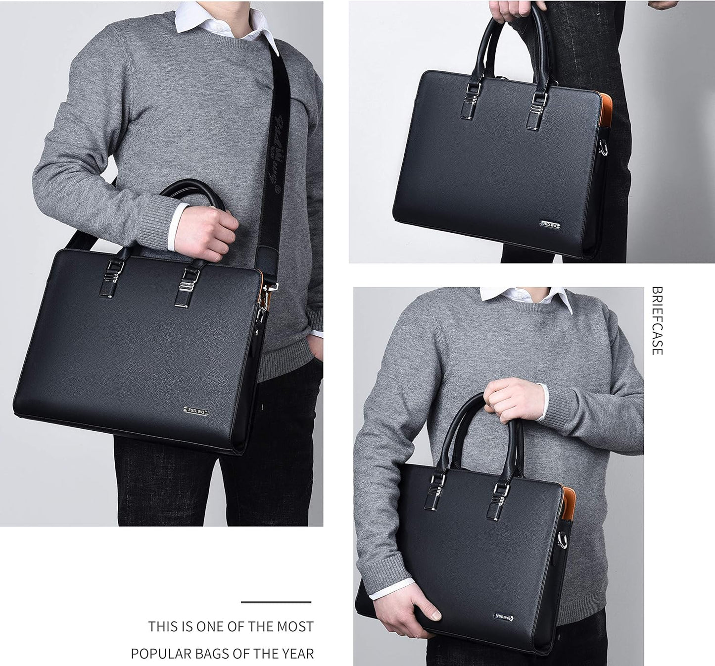 FSD.WG]Business Bag Leather Briefcase Shoulder Laptop Business Bag for Men