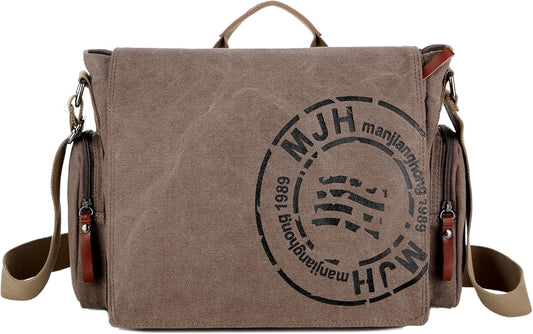 FSD.WG Satchel Messenger Bag for Men Canvas,Travel Shoulder bag 13.5" Laptop Bags