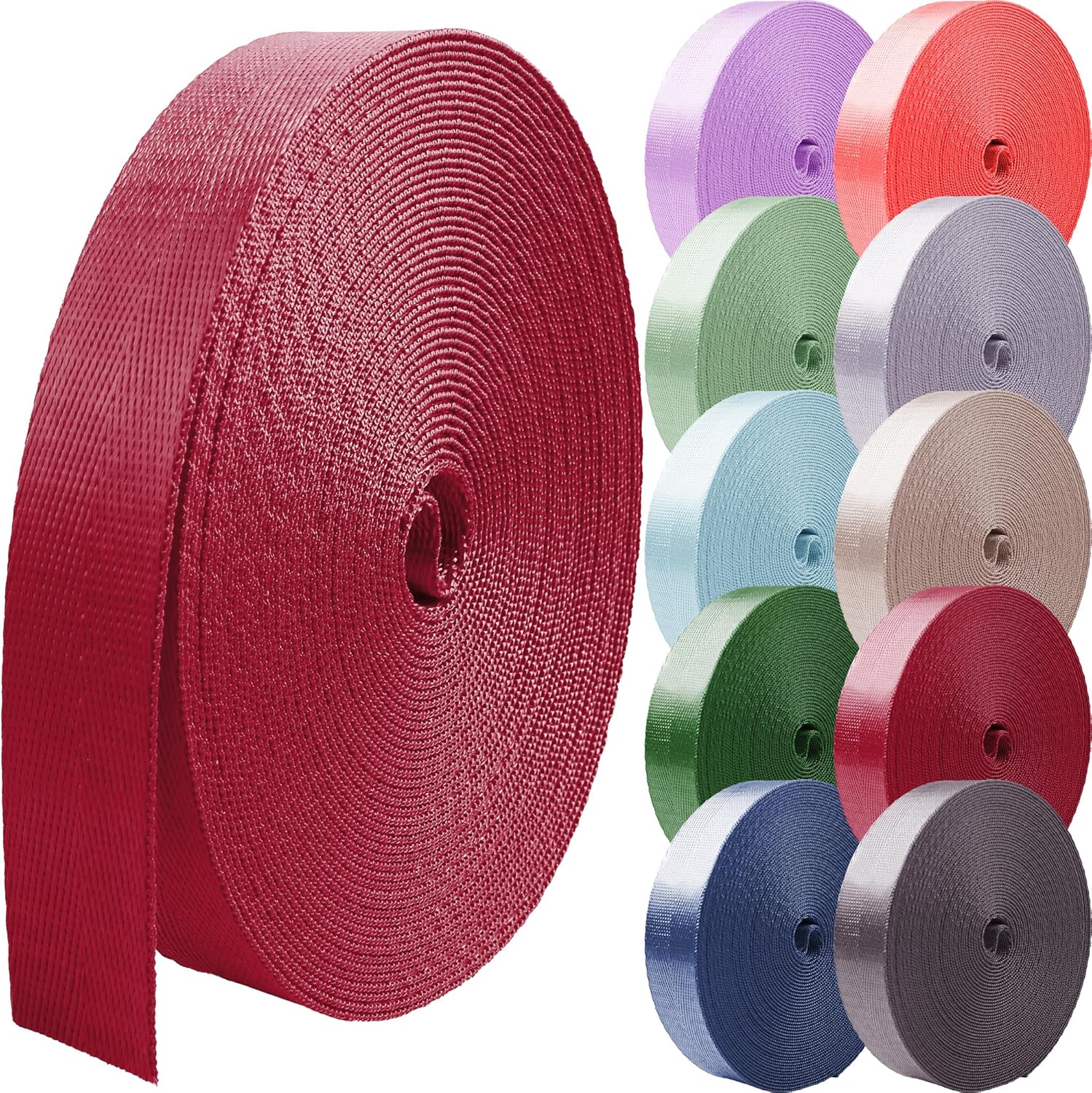 Nylon Webbing 1 inch 1.5 inch 2 inch Nylon Strap Backpack Straps Belt, 10 25 50 3.3 Yards Webbing