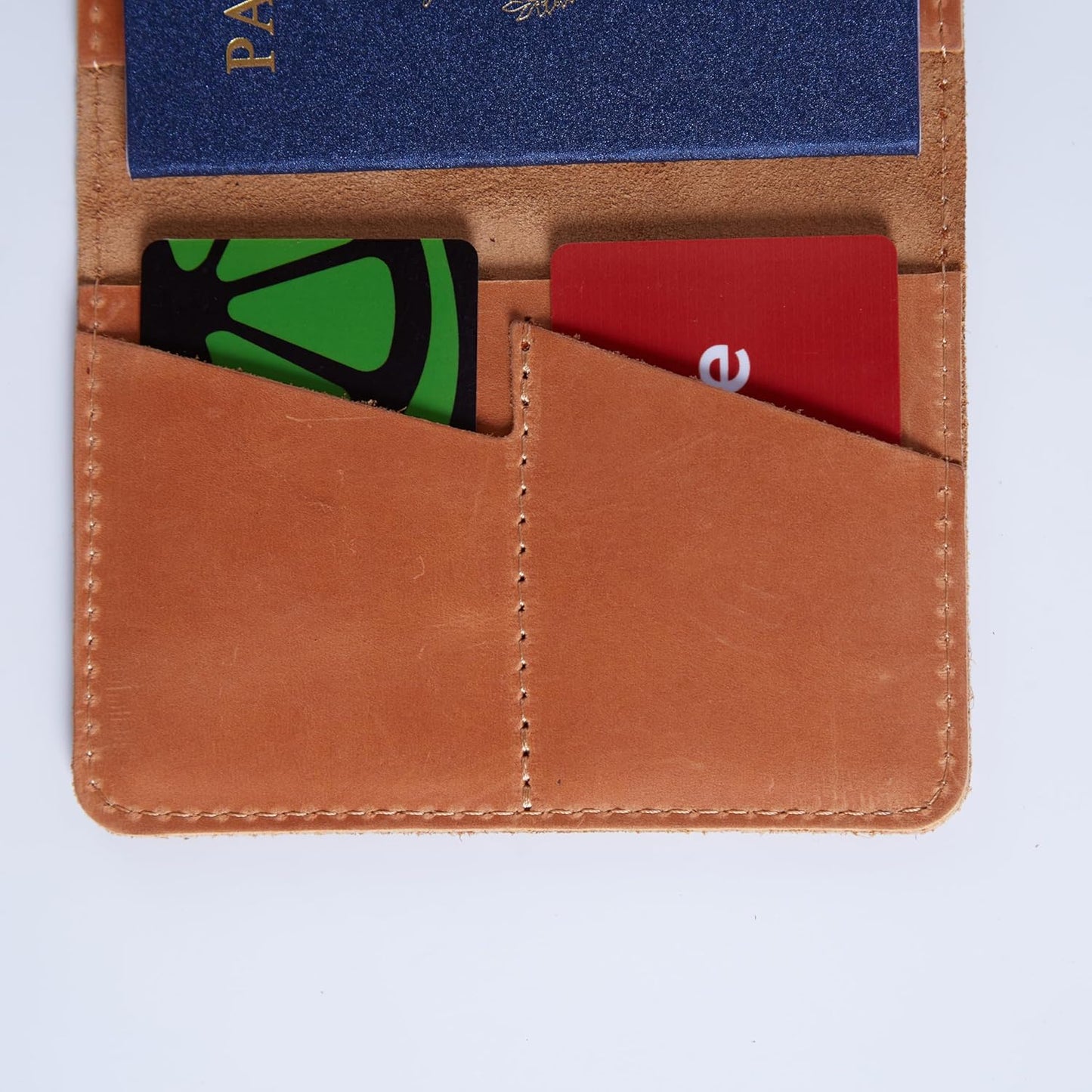 INCARNE US Passport Cover Clear - Travel Passport Wallet - Leather Passport Holder for Men Women Family with Card Slots & Note Compartmen - Sleeve Protector - Genuine Leather - Vintage Cognac