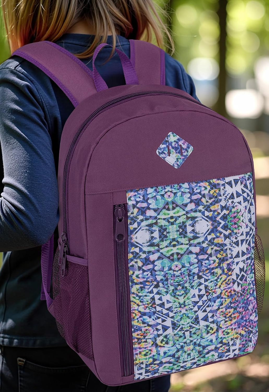 24-Pack 19" Padded Back Backpacks for Kids - Bookbags in Bulk for Middle and High School Students, 8 Assorted Prints