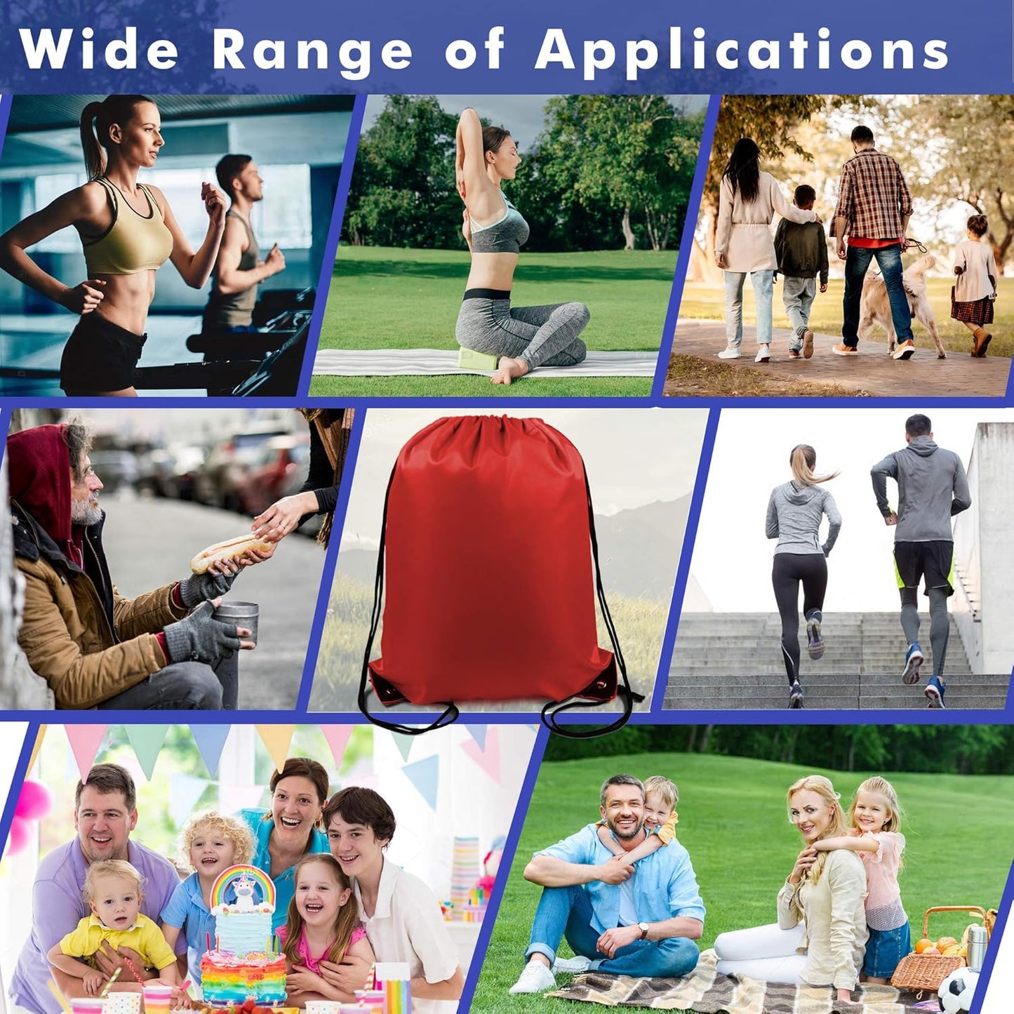 BeeGreen Drawstring Backpack Bags 20,30,50 Packs Reflective String Bags for Gym Sport Trip Cinch Sack DIY for Women Men