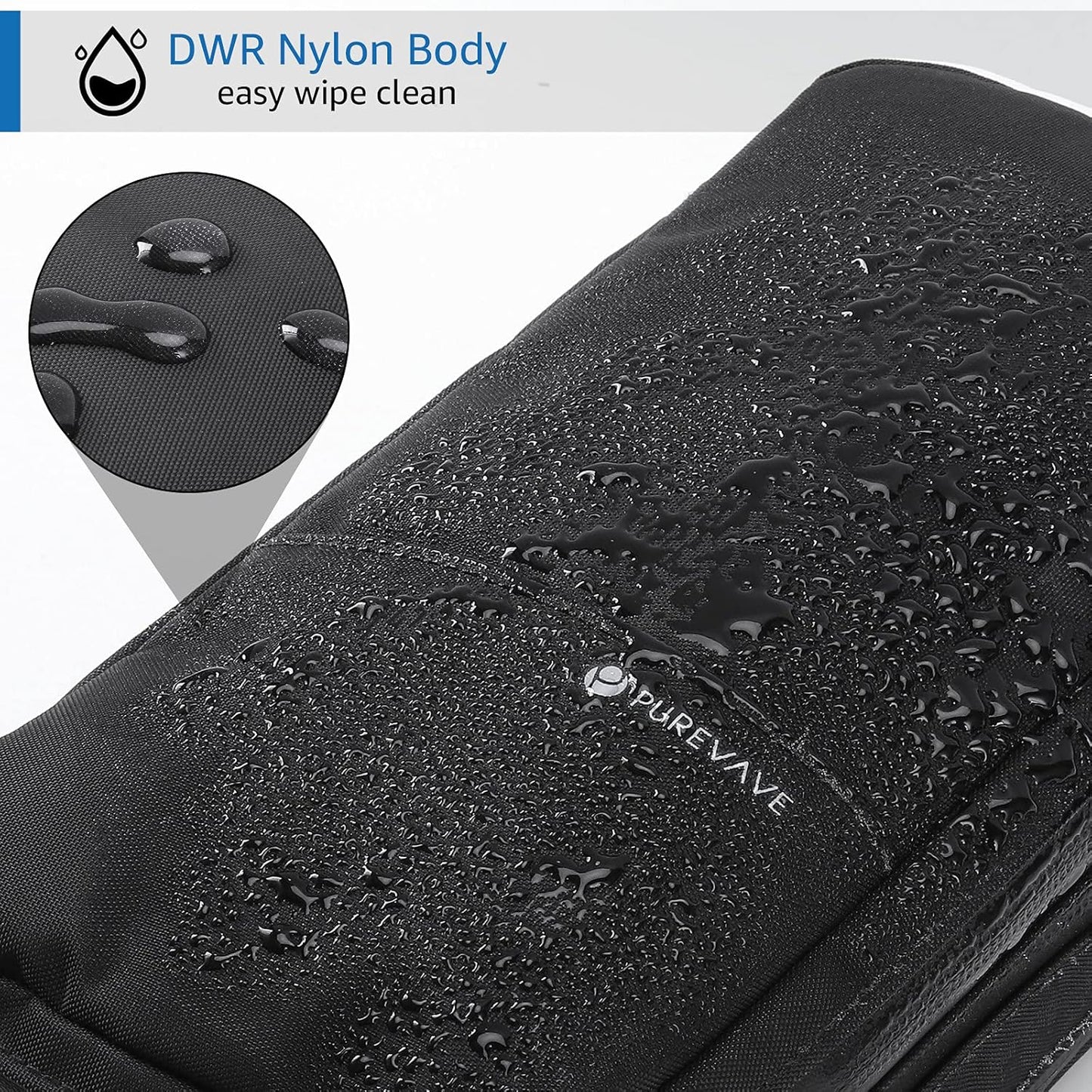 Purevave Compact Mens Toiletry Travel Bag, Mens Dopp Kit for Travel Waterproof, Wash Pouch Black