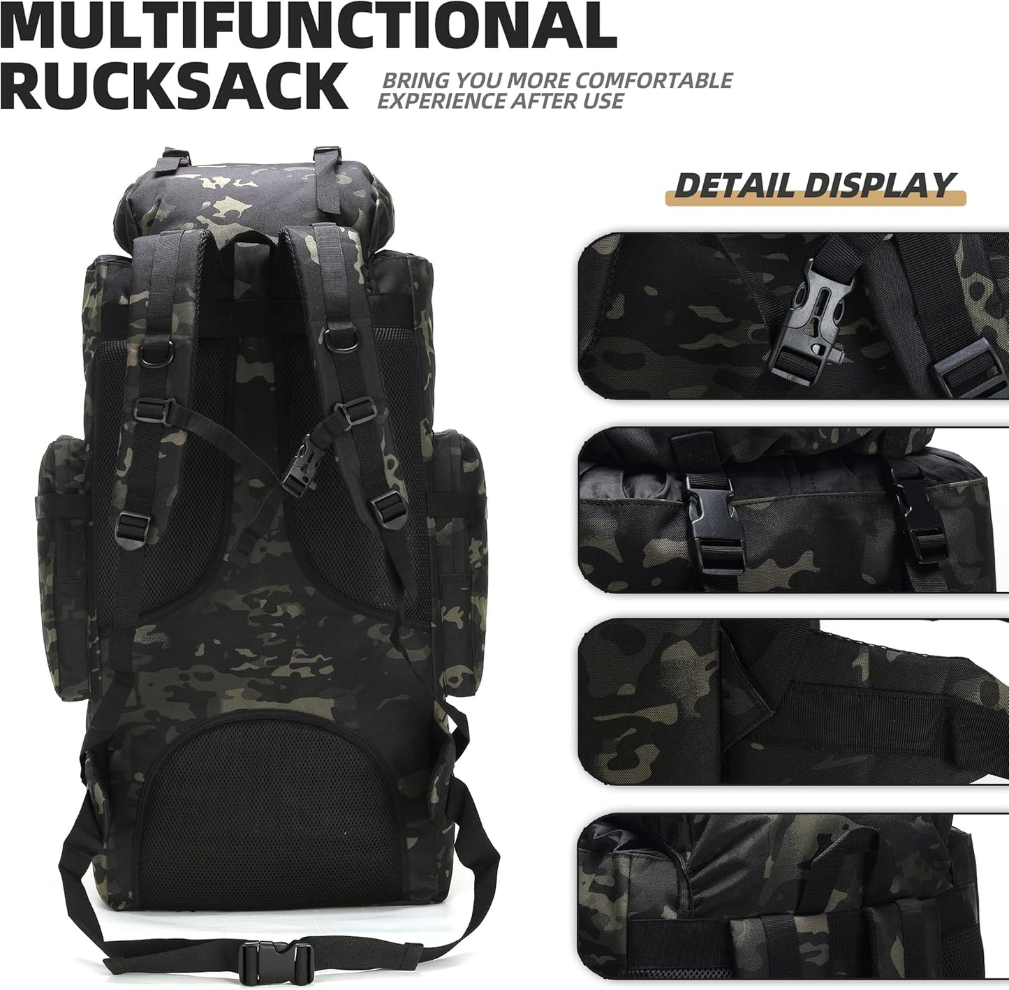 100L Camping Hiking Backpack,Molle military Tactical rucksack backpack,Waterproof Lightweight Hiking Backpack