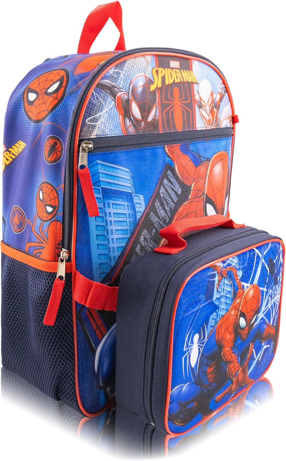 Marvel Spiderman Backpack With Lunch Box for Kids | Insulated Lunch Bag Lunch Box for Boys, Girls, Toddlers | Backpack for School and Reusable Lunchbox with Matching Headphones and Water Bottle