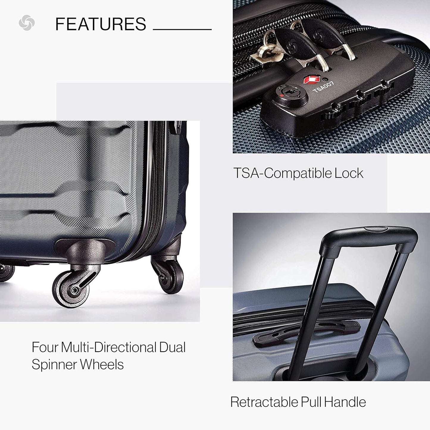 Samsonite Omni PC Hardside Expandable Luggage with Spinner Wheels, Teal, Carry-On 20-Inch