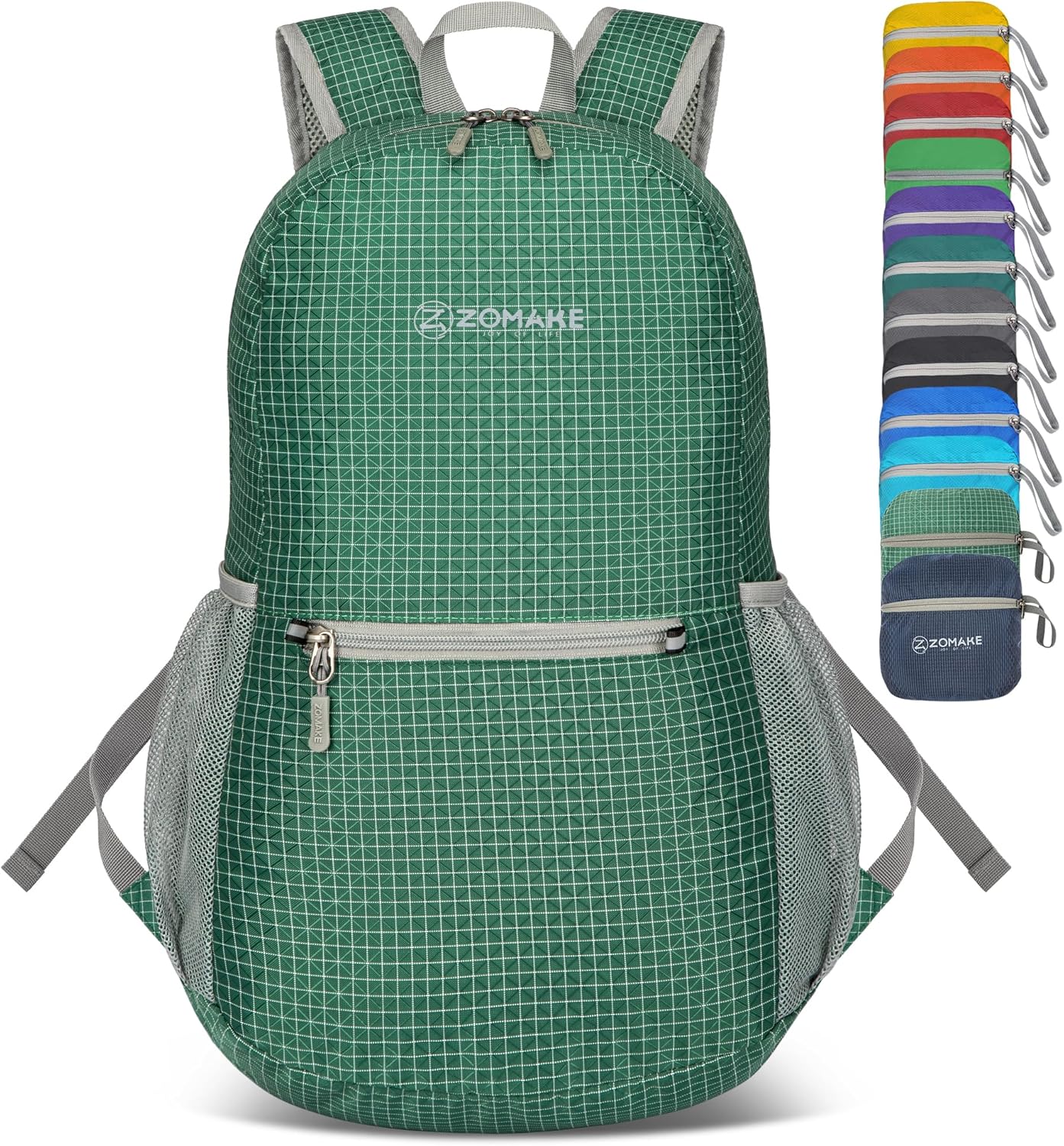 ZOMAKE Ultra Lightweight Hiking Backpack 20L - Packable Small Backpacks Water Resistant Daypack for Women Men(Forest Green Plaid)
