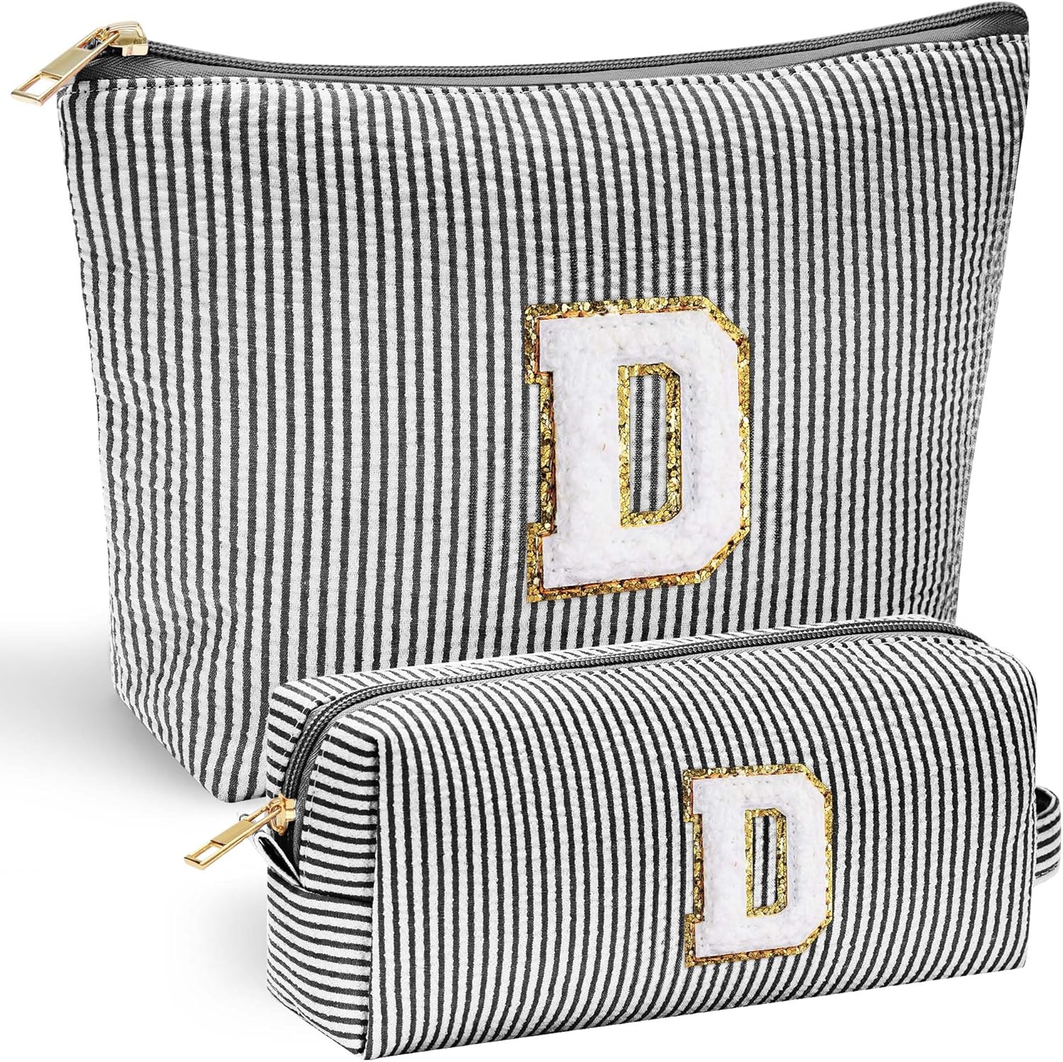 YOOLIFE Initial Cute Monogrammed Makeup Bag for Women - Personalized Birthday Gift for Teen Girl or