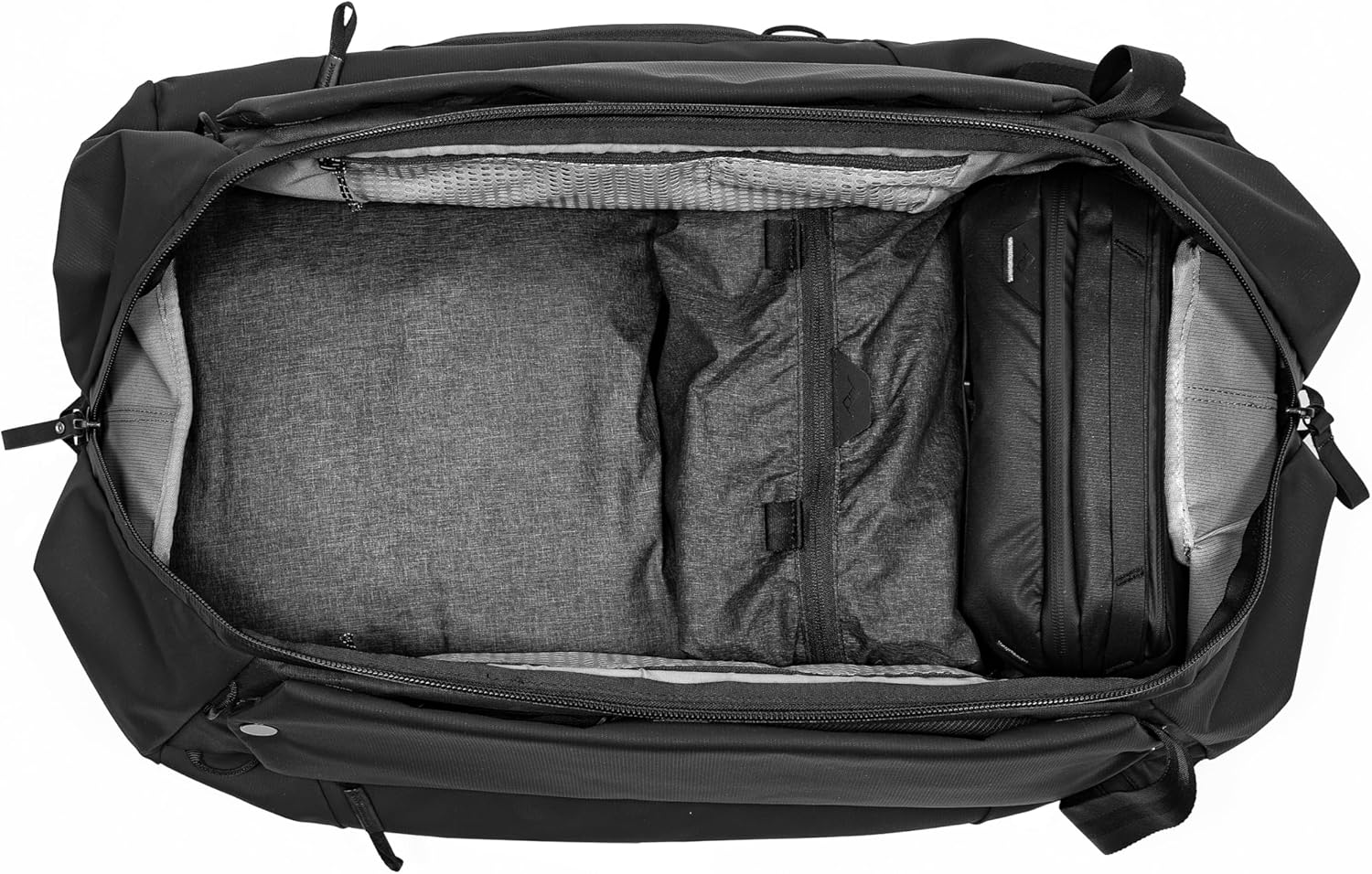 Peak Design Travel Duffelpack 45-65L, Black, Weatherproof Duffel Backpack, Expandable Design