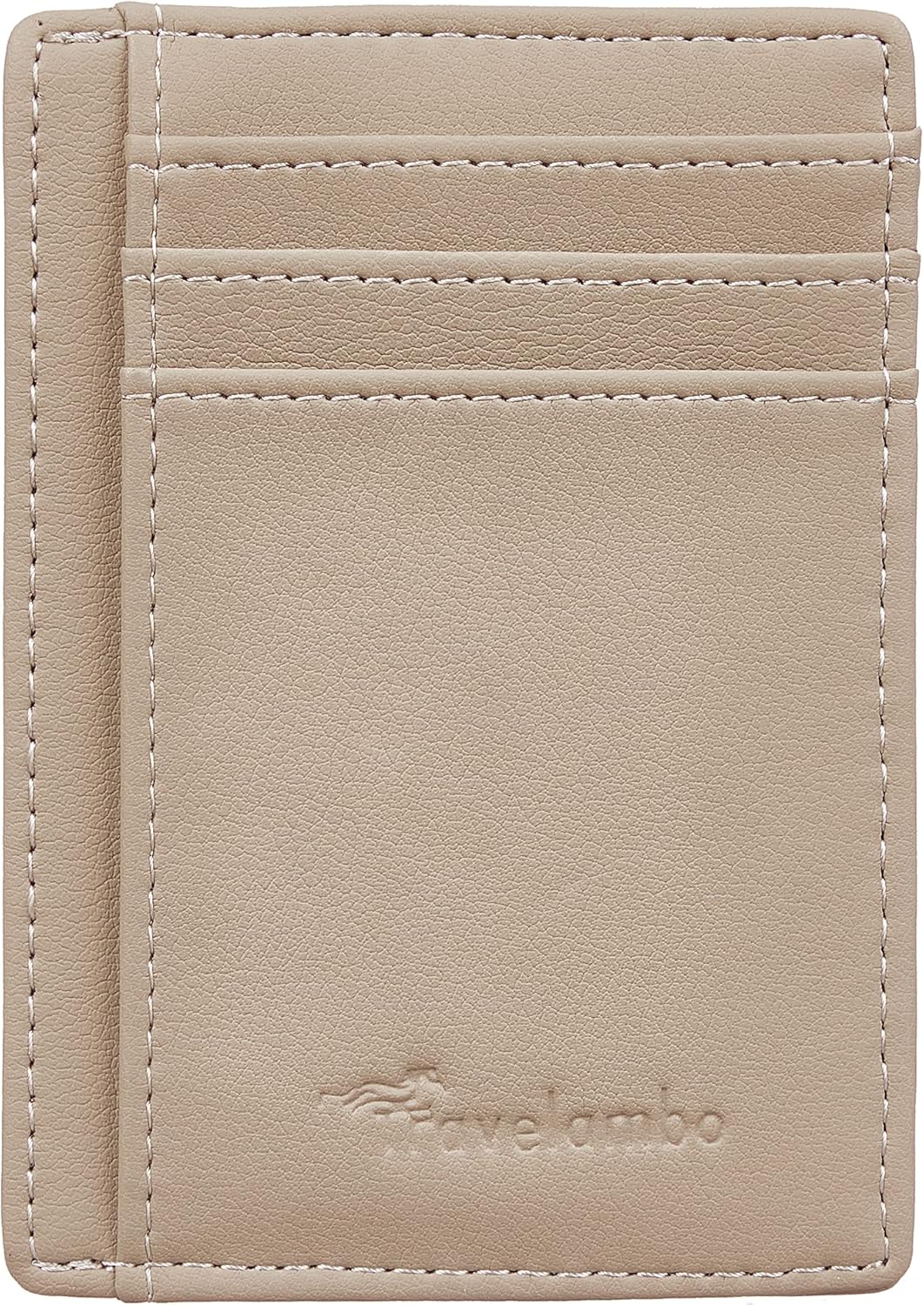 Travelambo Front Pocket Minimalist Leather Slim Wallet RFID Blocking Medium Size