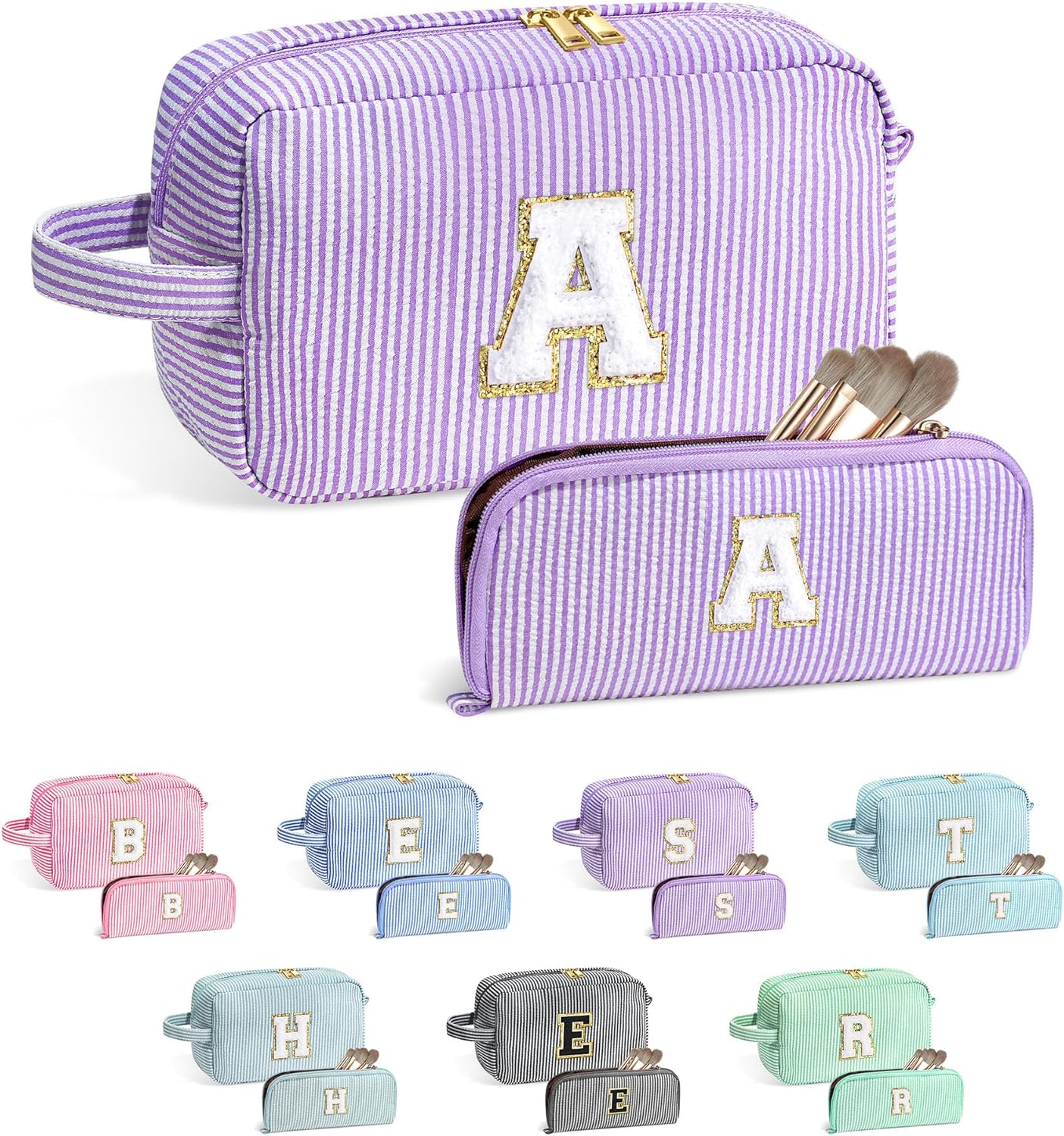 YOOLIFE Gifts for Teen Girls - Personalized Initial Makeup Bag, Birthday Gifts for Women Sister Friend Daughter Girls Kids