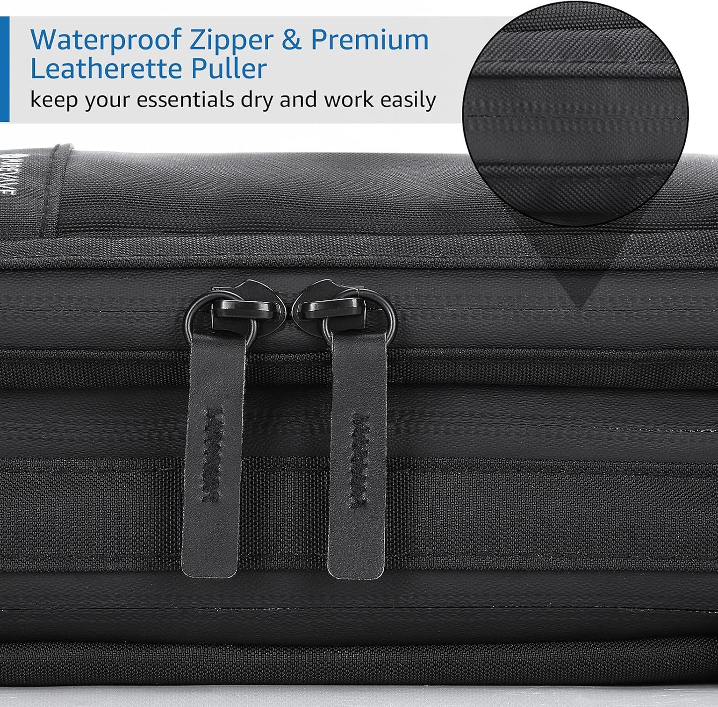 Purevave Compact Mens Toiletry Travel Bag, Mens Dopp Kit for Travel Waterproof, Wash Pouch Black