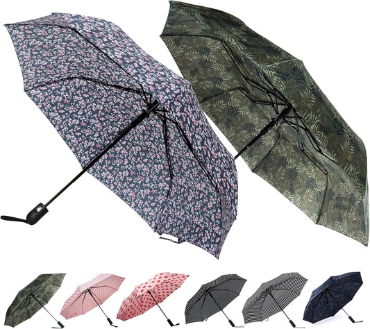 Nollia Windproof Automatic Travel Umbrella, Compact Portable with Reinforced Ribs for Sun & Rain