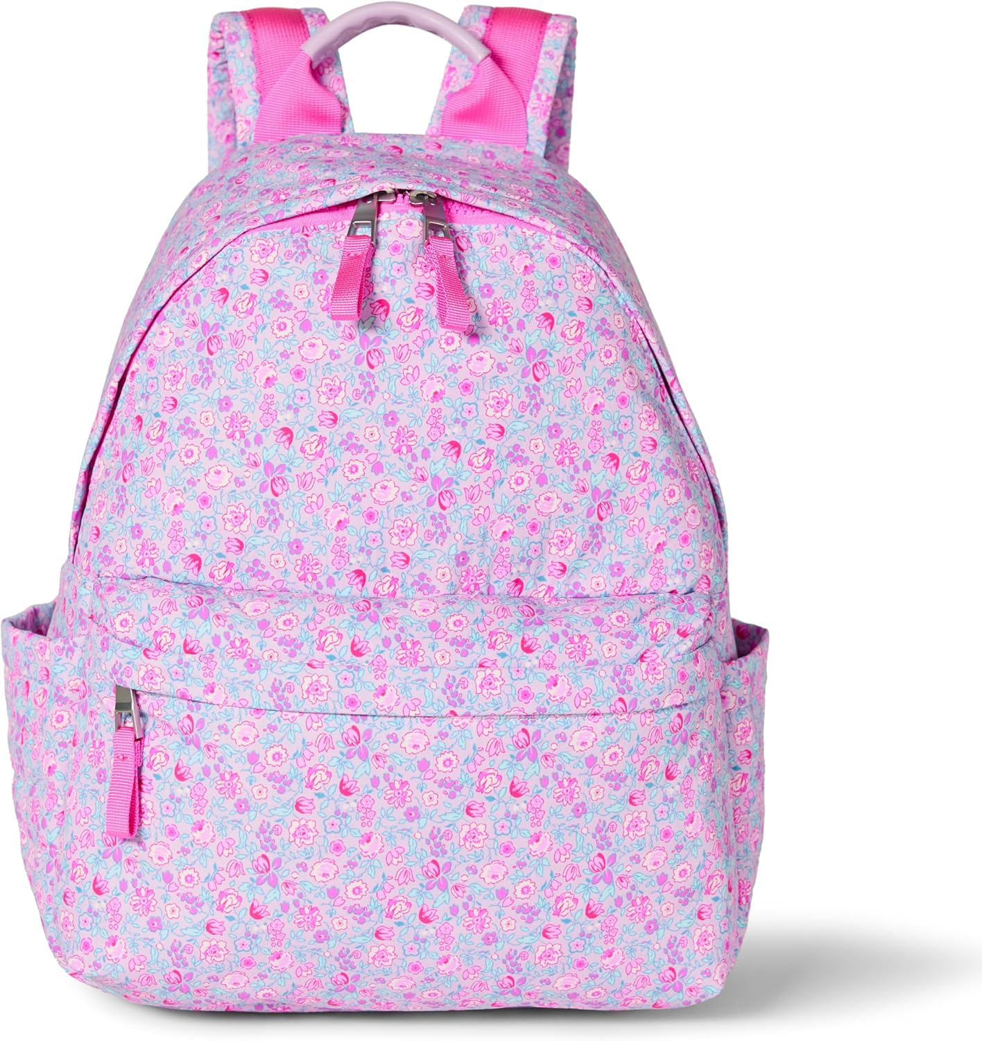 Amazon Essentials Unisex Kids' Nylon School Backpack, Lilac Ditsy Floral, One Size