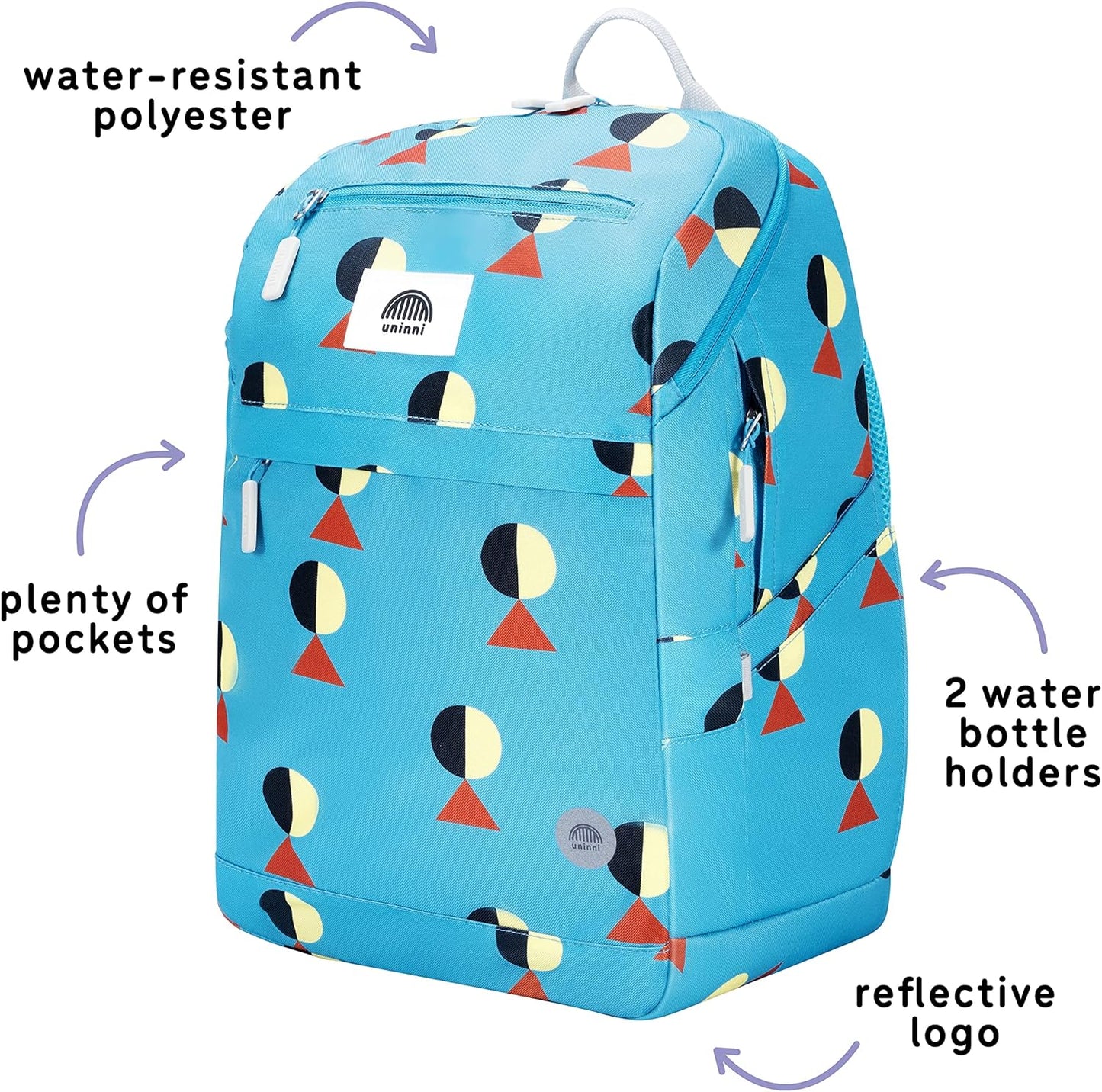uninni 16" Kid's Backpack for Girls and Boys Age 6+ with Padded, and Adjustable Shoulder Straps. Fits for Height 3'9" Above Kids (Golf Teal)