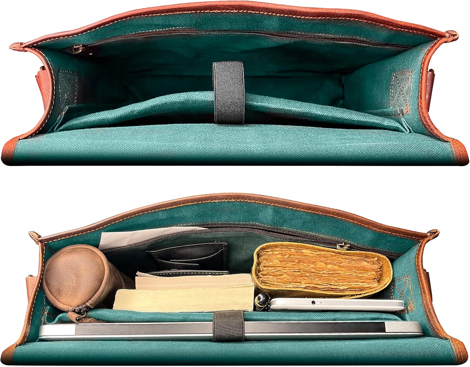 RUSTIC TOWN Leather Messenger Bag for Men Women - Full Grain Leather Laptop Satchel Office Shoulder