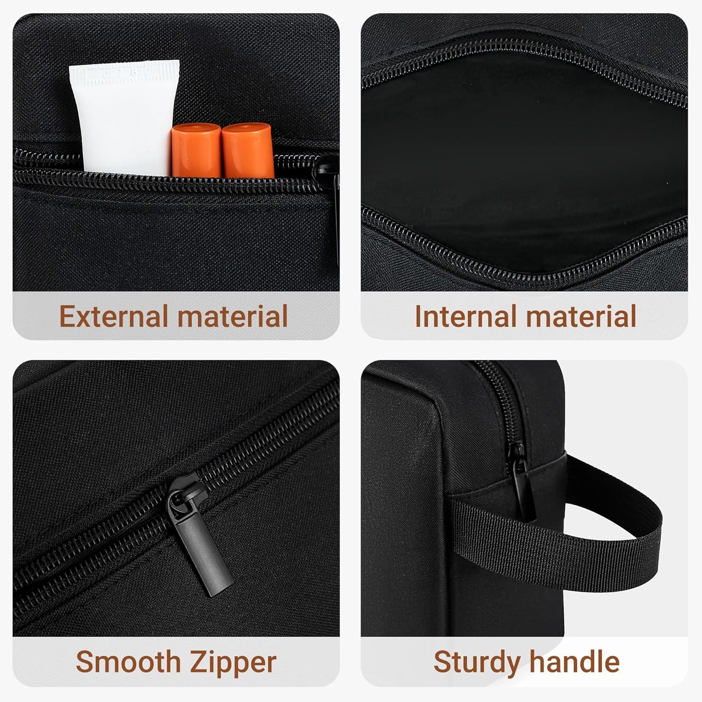 Elviros Travel Toiletry Bag for Women and Men,Lightweight Makeup Bag Hanging Dopp Kit with Shaving Compartment Cosmetic Organizer Small Tool Bag Travel Essentials(Large,Black)