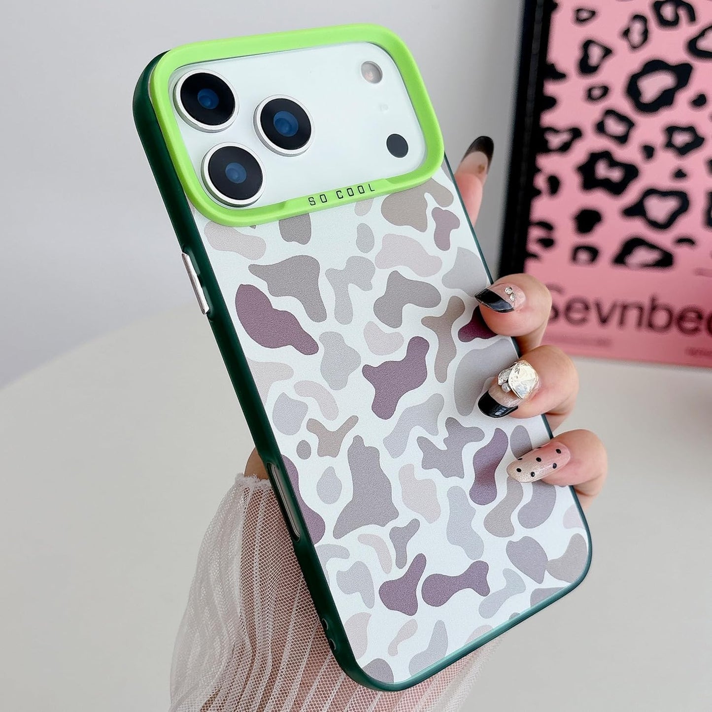 for iPhone 17 Pro Case, Vintage Camo Pattern Design for Men Boys Teens, Cool Camouflage Shockproof Protective Cover for Girls Women - Green