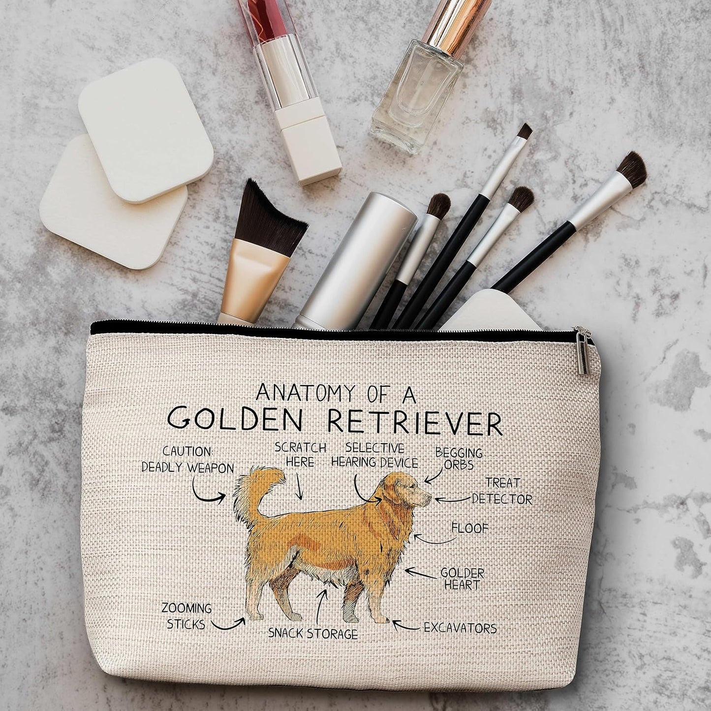 Golden Retriever Makeup Bag Anatomy Of A Golden Retriever Cosmetic Bag Lover Gift For Pet Dog Lover Women Sister Friend-A15