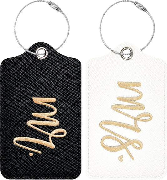 Luggage Tags for Suitcases, 2 Pack Cute PU Leather Luggage Tag TSA Approved with Stainless Steel Loop and Address Card Baggage Tag for Travel&Hotel Stays&Cruise Ships&Shipping and Mailing