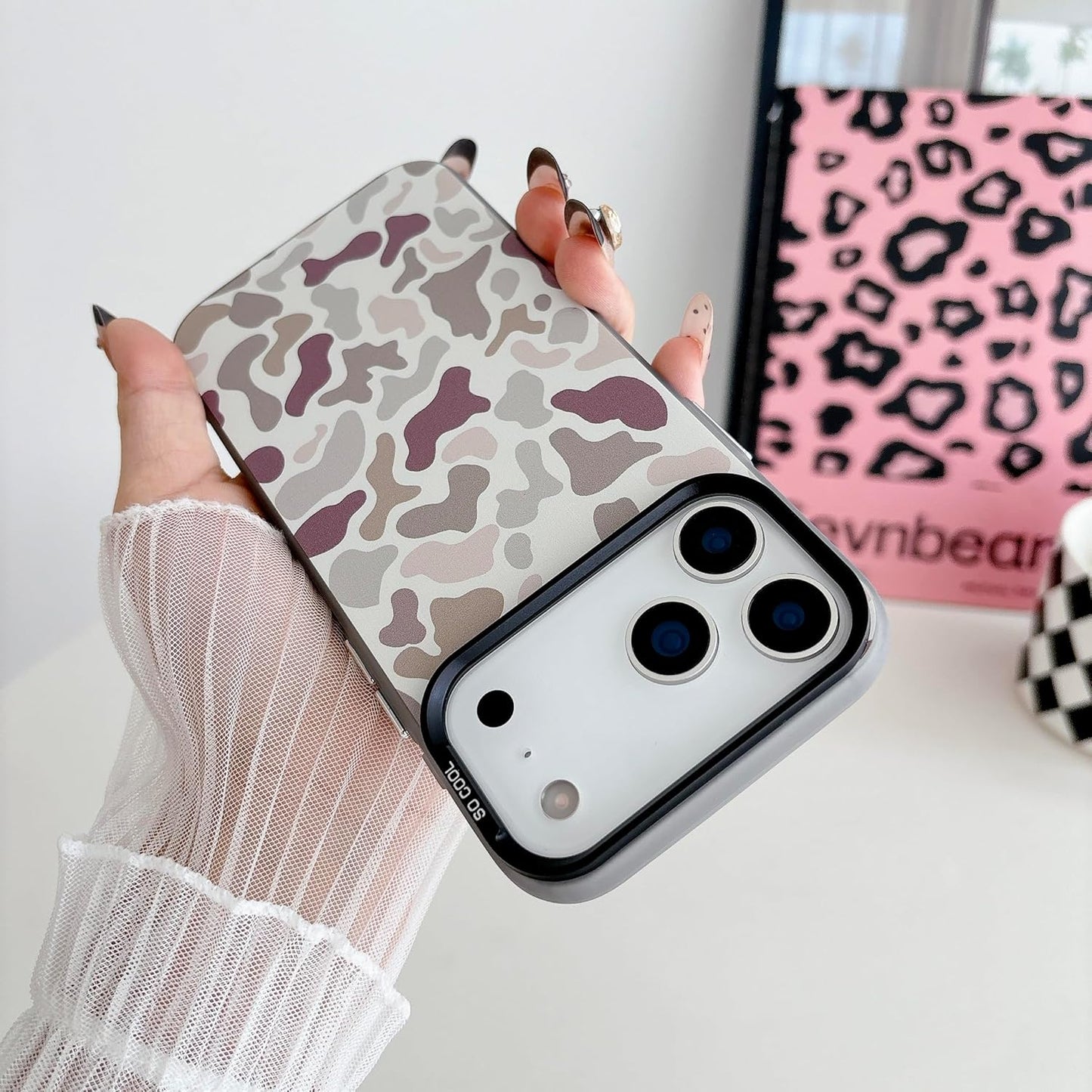 for iPhone 17 Pro Max Case, Vintage Camo Pattern Design for Men Boys Teens, Cool Camouflage Shockproof Protective Cover for Girls Women - Black