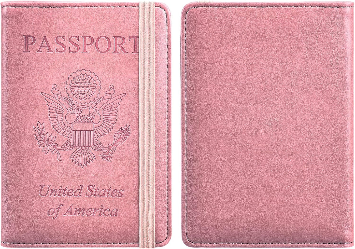 HerriaT Passport and Vaccine Card Holder Combo,Cover Case with CDC Vaccination Card Slot, Leather Travel Documents Organizer Protector, with RFID Blocking, for Women and Men