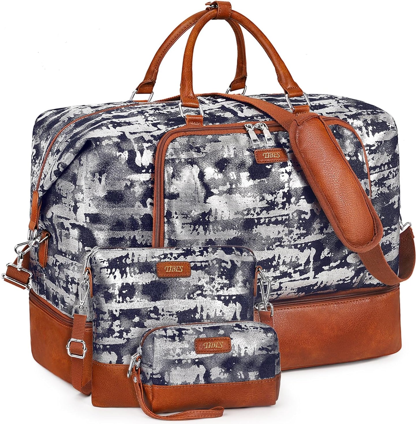 Travel Weekender Bag for Women, Overnight Bag with Shoe Compartment Oversized Travel Duffel Bag Carry On Tote 21"