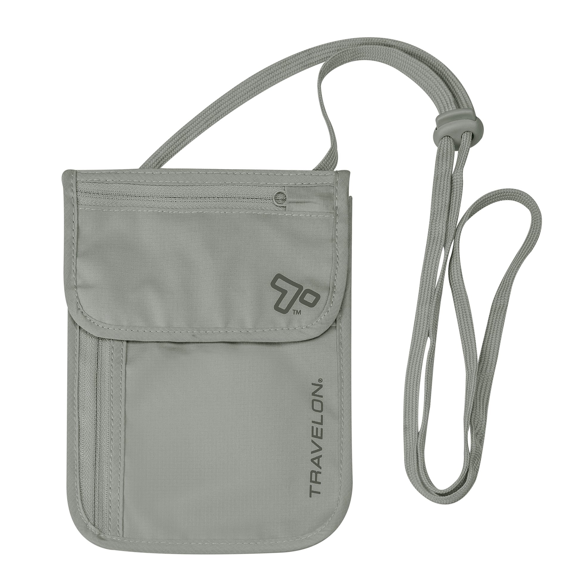 Travelon Rfid Blocking Undergarment Neck Pouch Travel Wallet, Gray, One Size