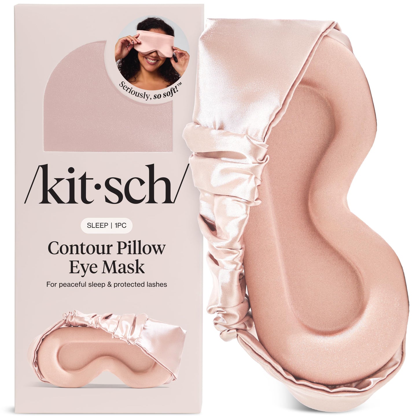 Kitsch Contour Satin Sleep Mask | Eye Masks for Sleep - Blush