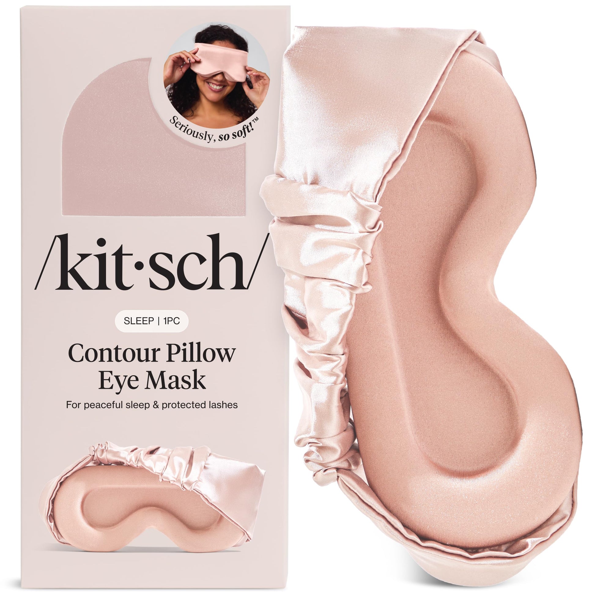 Kitsch Contour Satin Sleep Mask | Eye Masks for Sleep - Blush