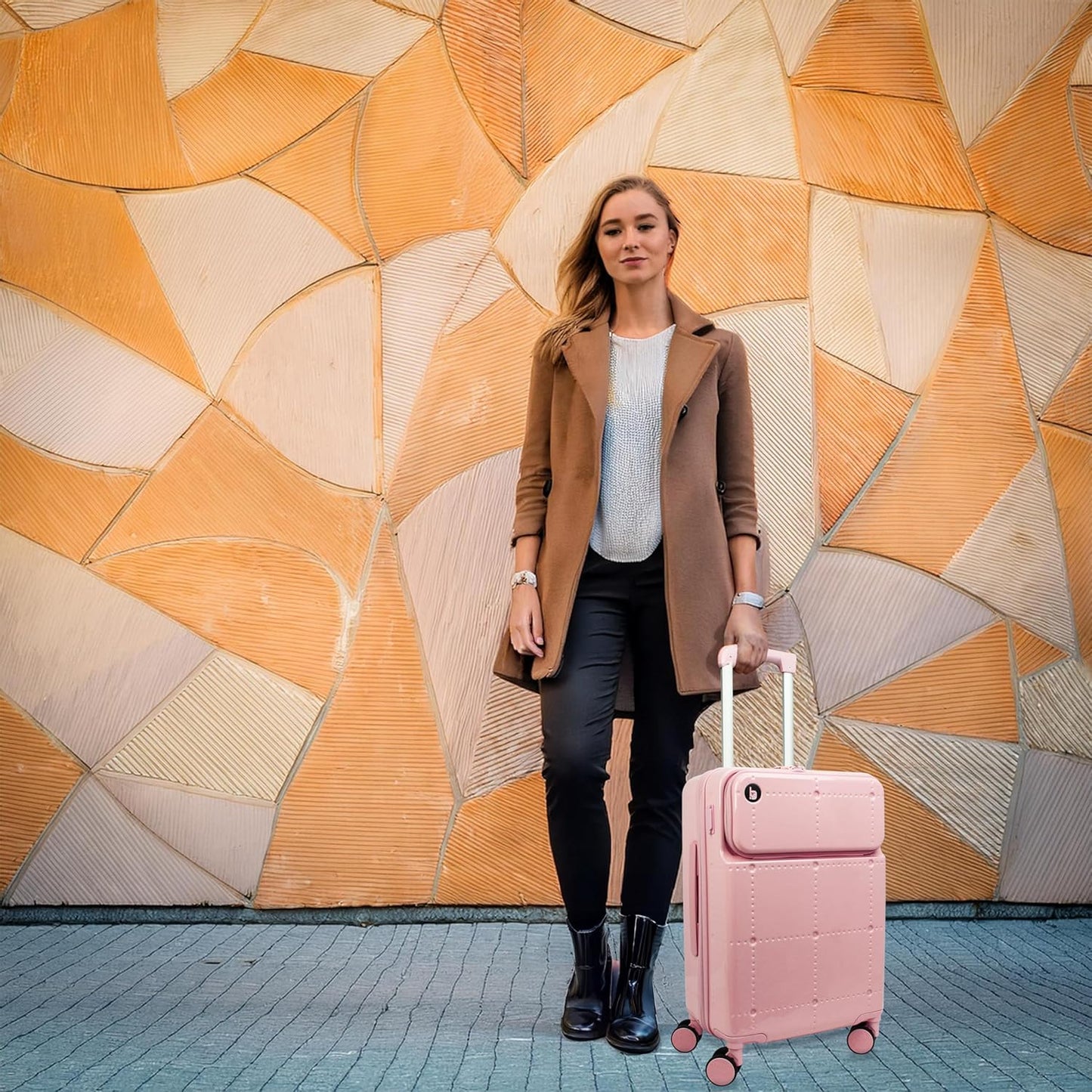 World Traveler Dejuno Smart 20-Inch Carry-On Luggage with USB Ports - Pink