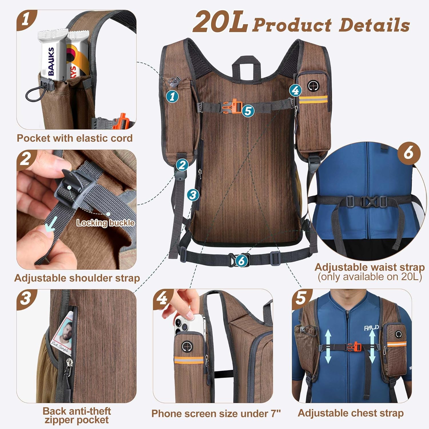 20L Small Hiking Backpack for Men Women Foldable Packable Back Pack Ultralight Hiking Daypack for