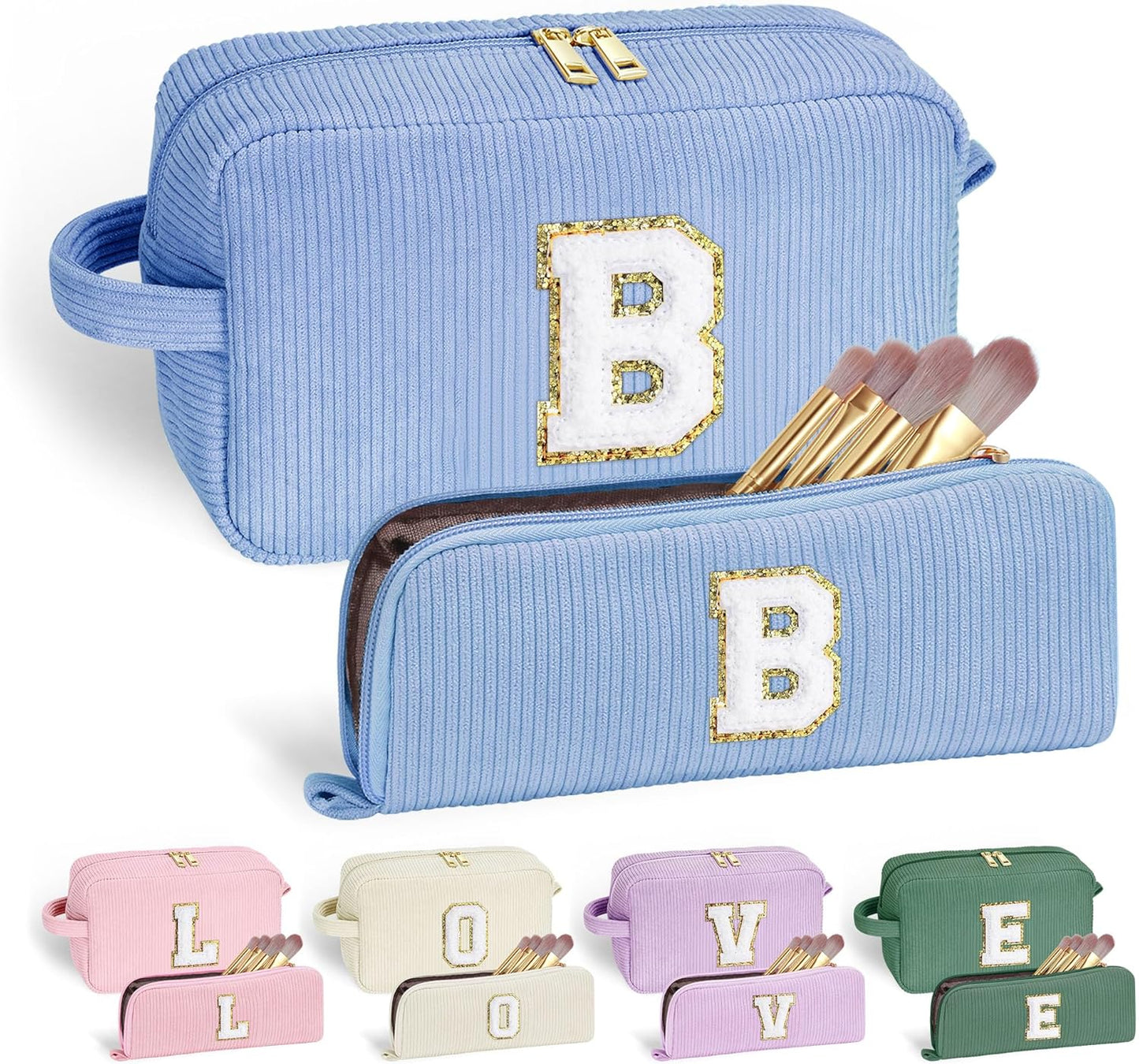 YOOLIFE Initial Travel Makeup Bag Cosmetic Bag - Teen Girl Gifts Trendy Stuff Friend Birthday Gifts