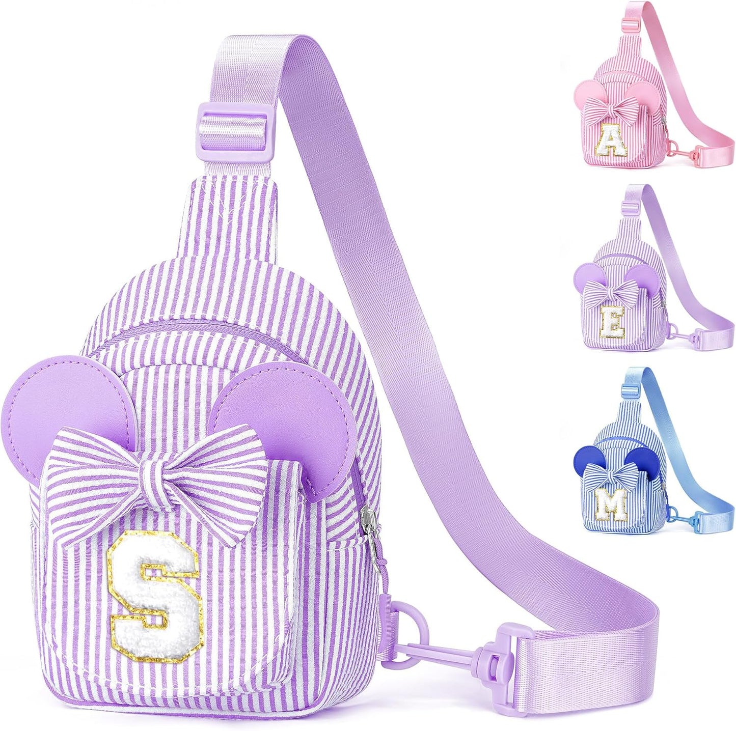 YOOLIFE Birthday Gifts for Girls, Sling Bags for Girl Kid Travel, Birthday Gifts for 1 2 3 4 5 6 7 8 Year Old Girls Small Initial Purple Cross Body Sling Bag for Daughter Sister Gift (Purple S)