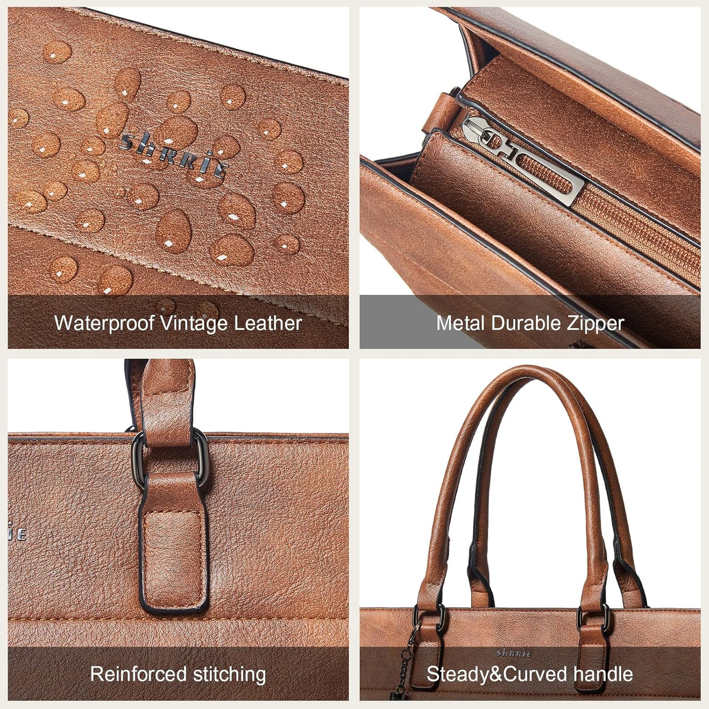 Shrrie 15.6 inches Laptop Bag for Women,Water-Resistant Work Bag Laptop Tote Bag,Briefcase with Satchel Purse